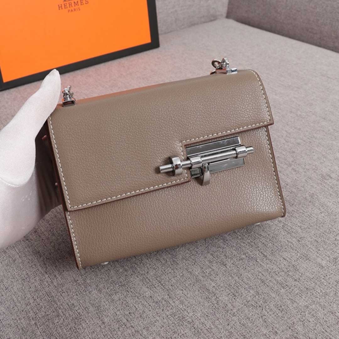 Replica Hermes Verrou Chaine Mini Bag Beige/Black/Brown1:1High-quality replica