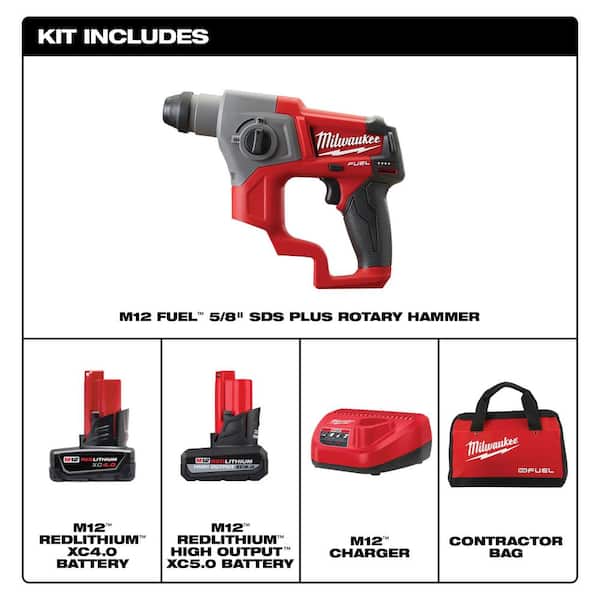 M12 FUEL 12-Volt Lithium-Ion Brushless Cordless 5/8 in. SDS-Plus Rotary Hammer Kit with XC High Output 5.0 Ah Battery - Image 2