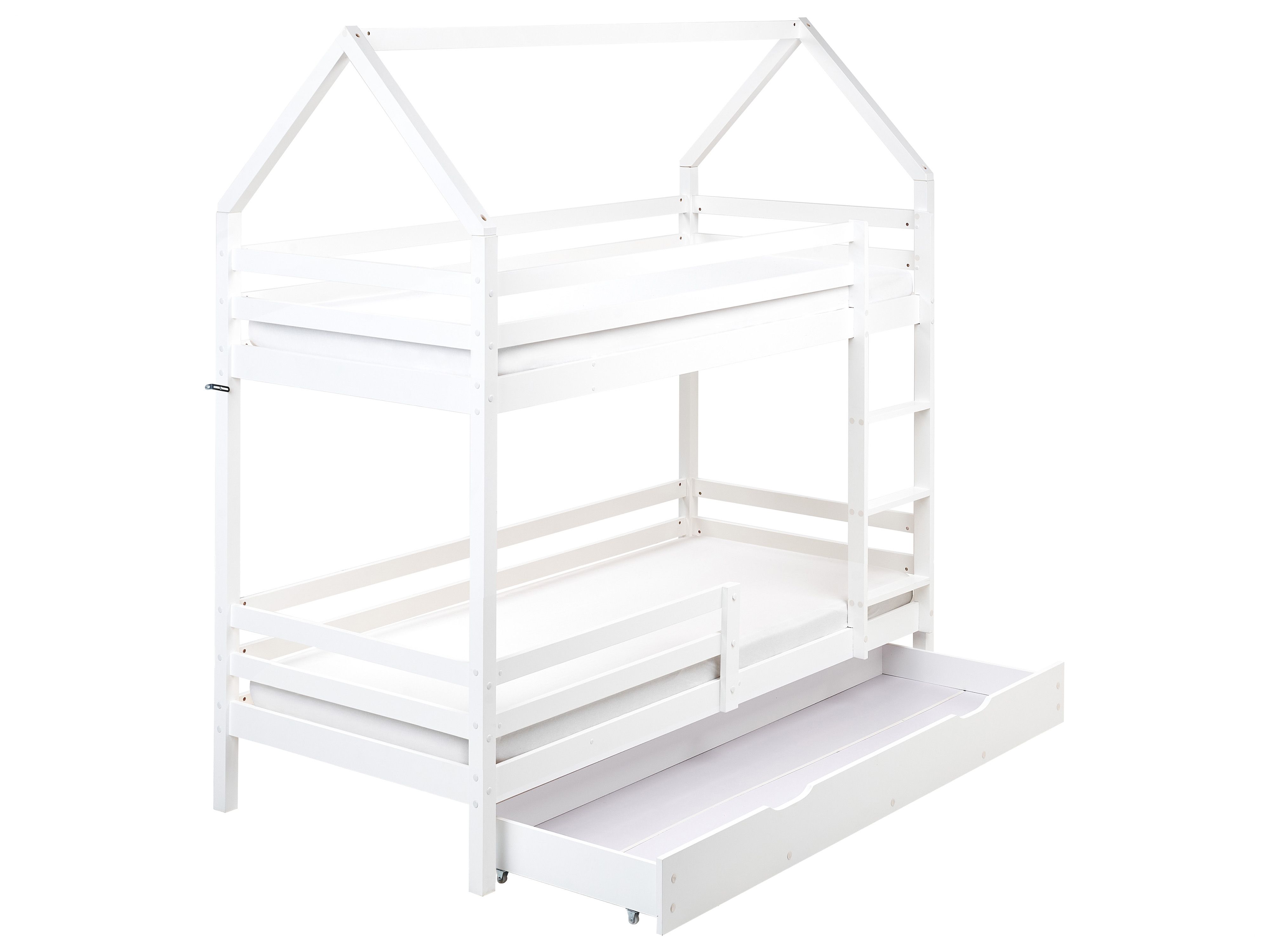 Bunk Bed with Drawers House Pine Wood GIRGOLS 90 x 200 cm (EU Single) with Storage White
