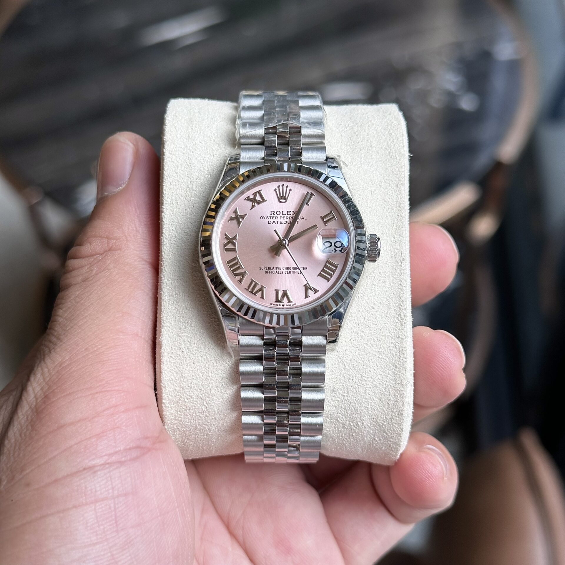 Rolex DateJust Pink Dial Replica Women s Watch Roman Numerals EW 31mm - Elite Watch Atelier