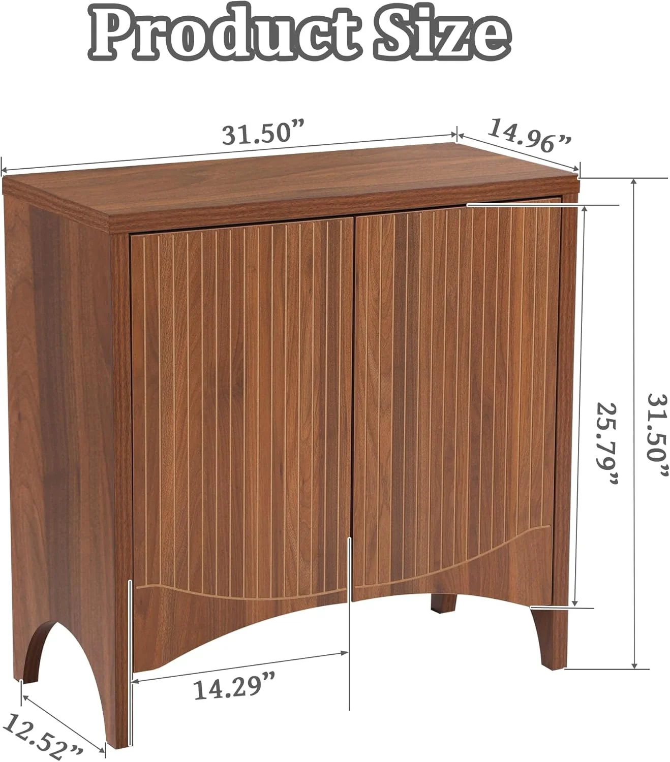 LEFHDA 2PCS Buffet Cabinet, Sideboard Cabinet with Storage, Accent Storage Cabinet with Carved Arc Door Design for Kitchen Dining Room, 2 Doors Buffet Cabinet with Adjustable Shelves - Image 14