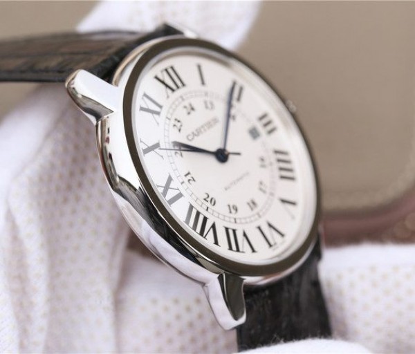 Replica Cartier ZF Ronde de Cartier 42mm White Dial Leather Strap MIYOTA 9015 - Top club