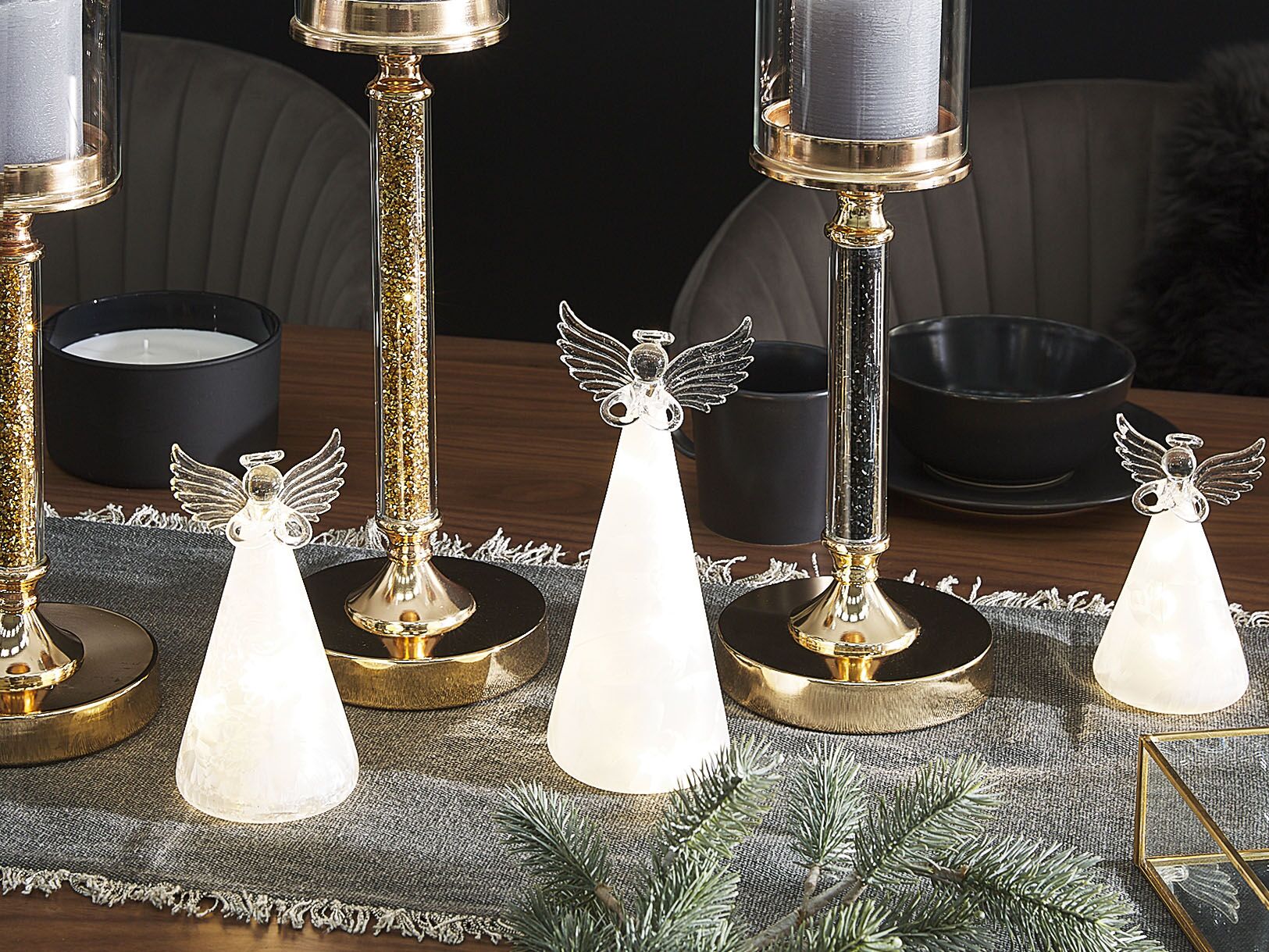 Set of 3 Figurines LED KITTILA Angel 14/17/22 cm White