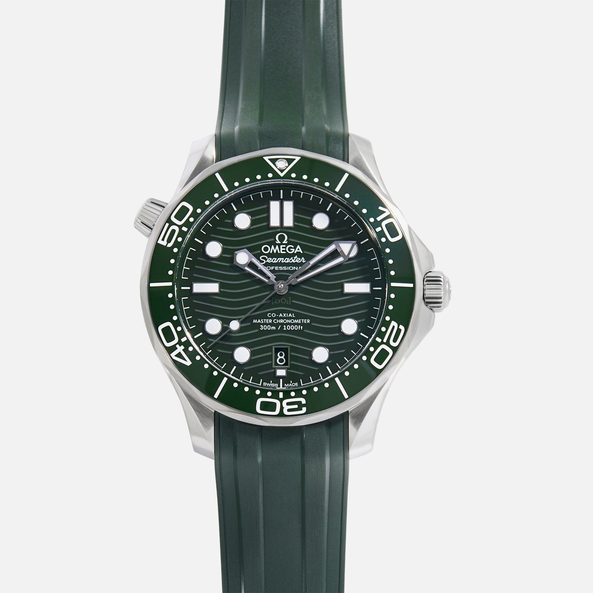 Seamaster Diver 300M Co-Axial Master Chronometer 42mm Green Dial On Rubber Strap(1:1 replica) - Top club