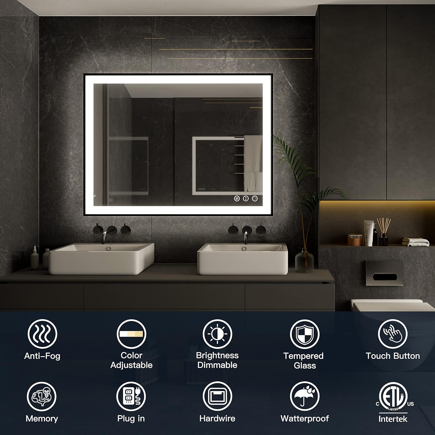 ISKM Framed LED Mirror for Bathroom 40