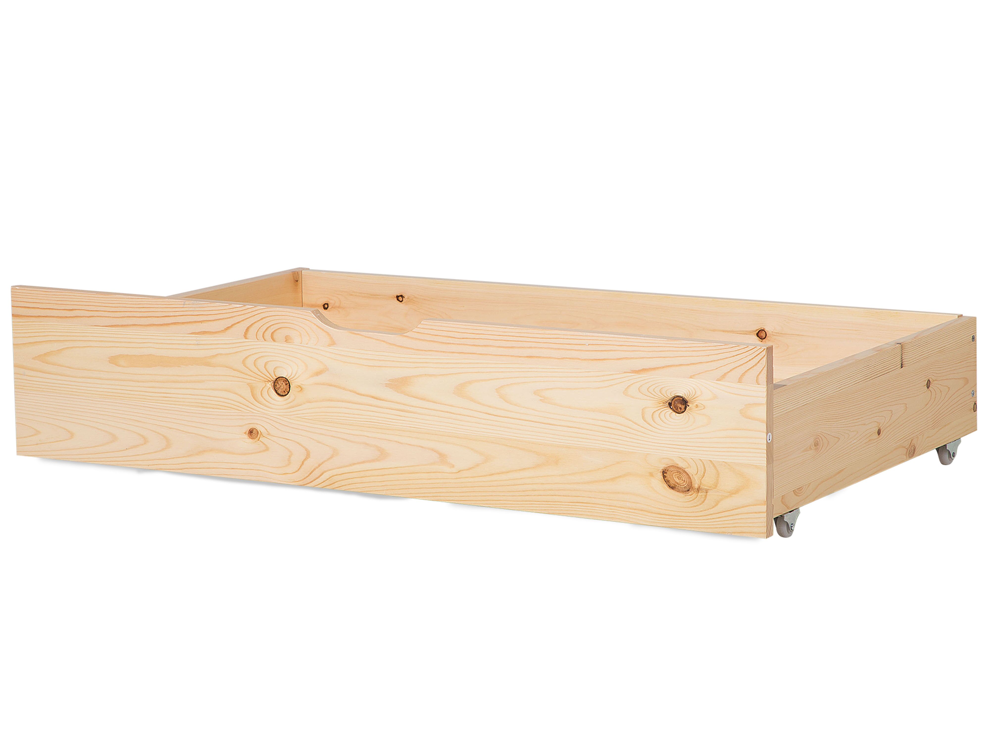 Set of 2 Bed Storage Drawers Pine Wood RUMILLY Light Brown