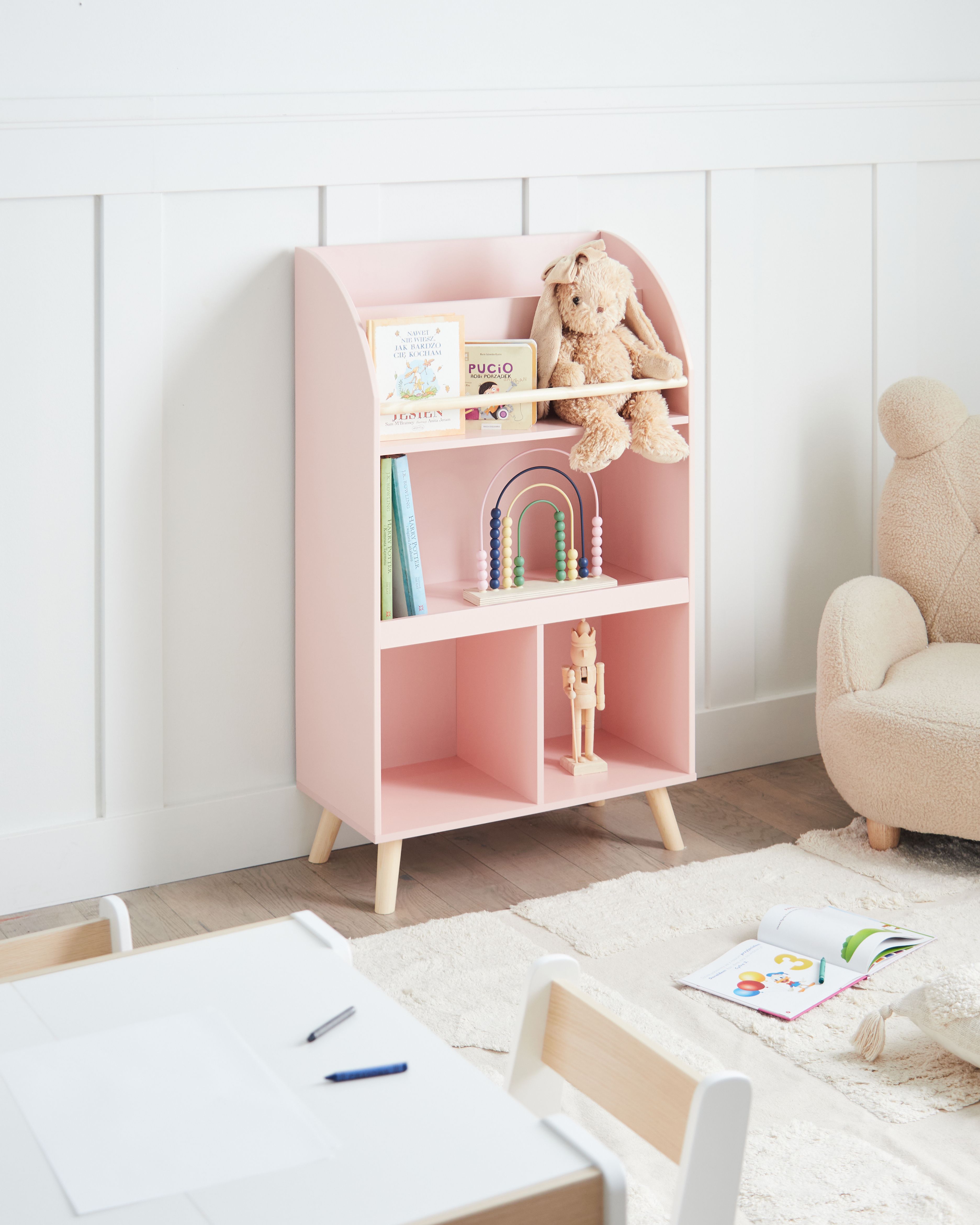 3 Tier Bookcase LILOET 102 cm Pastel Pink