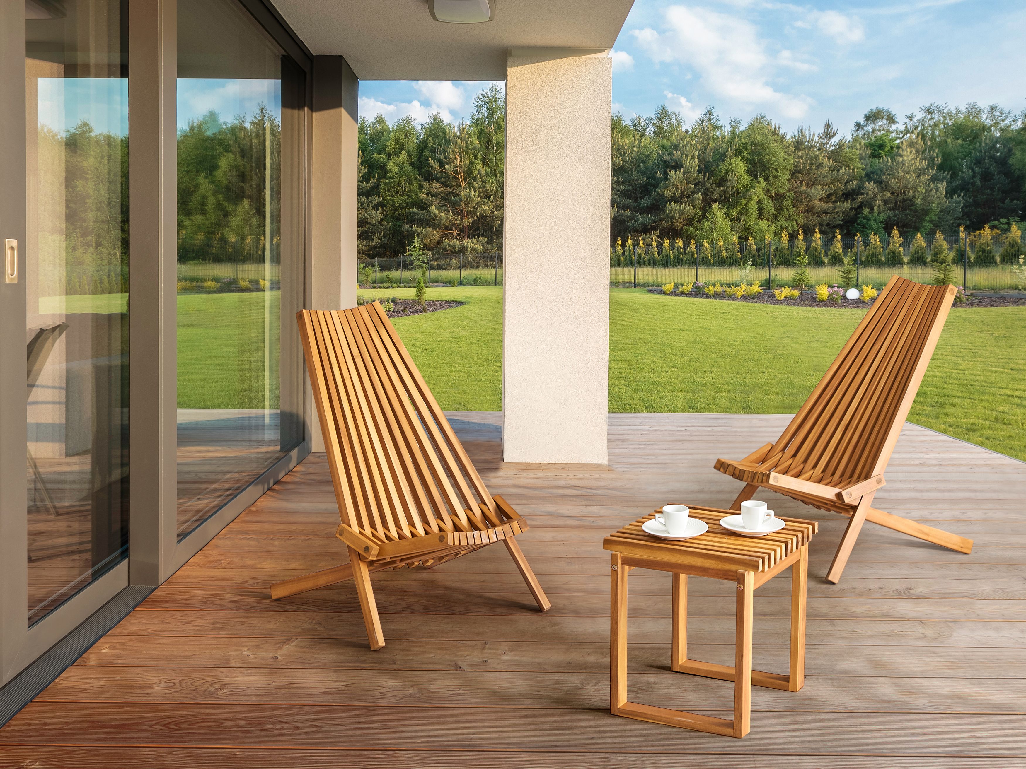 Bistro Set BELLANO Acacia Wood Brown