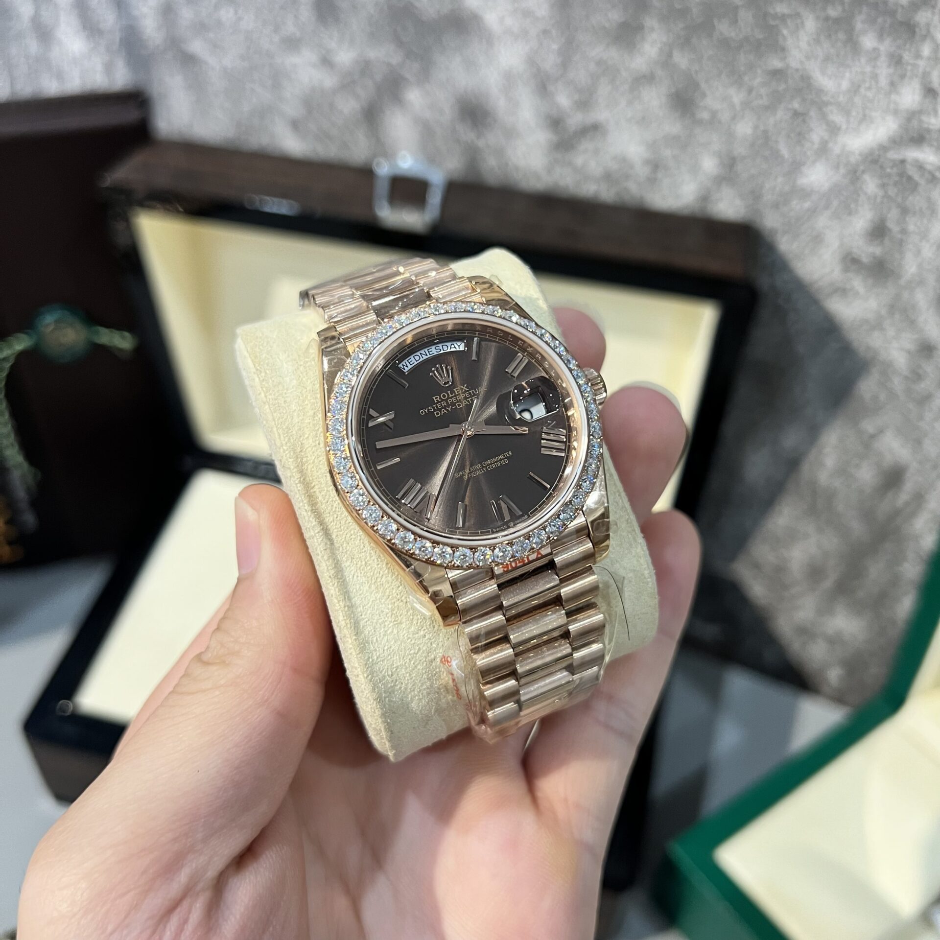 Rolex Day-Date 228235 Replica Watch Refined With Moissanite Diamonds 40mm - Elite Watch Atelier