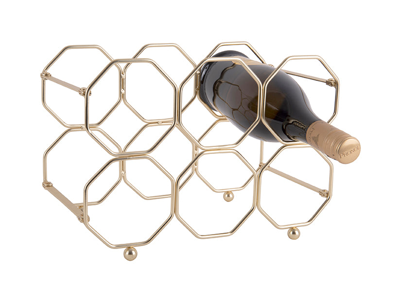 Present Time Wijnrek Honeycomb - IJzer Goud, opvouwbaar - 31x16,5x22cm