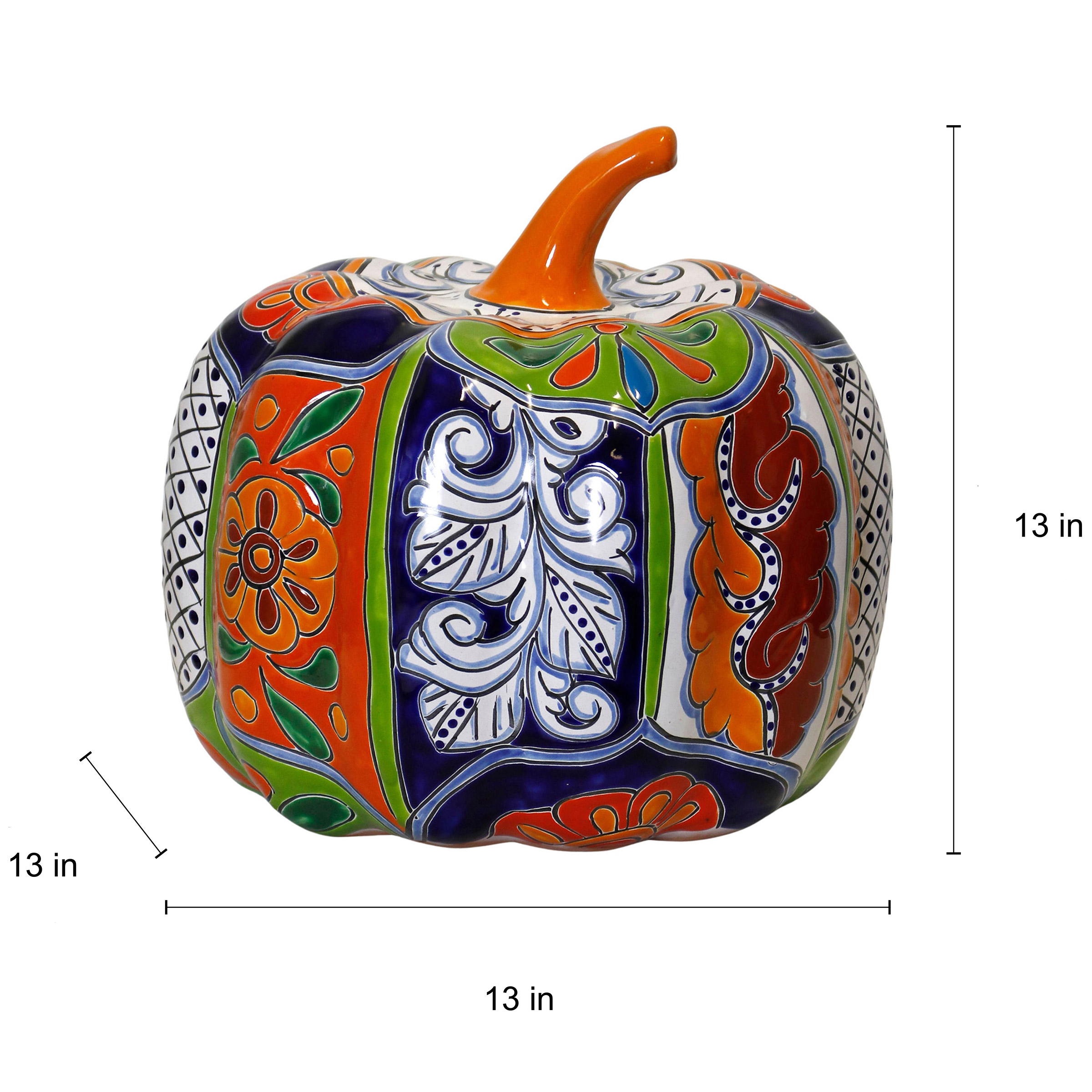 13' Talavera Style Ceramic Pumpkin - Image 5