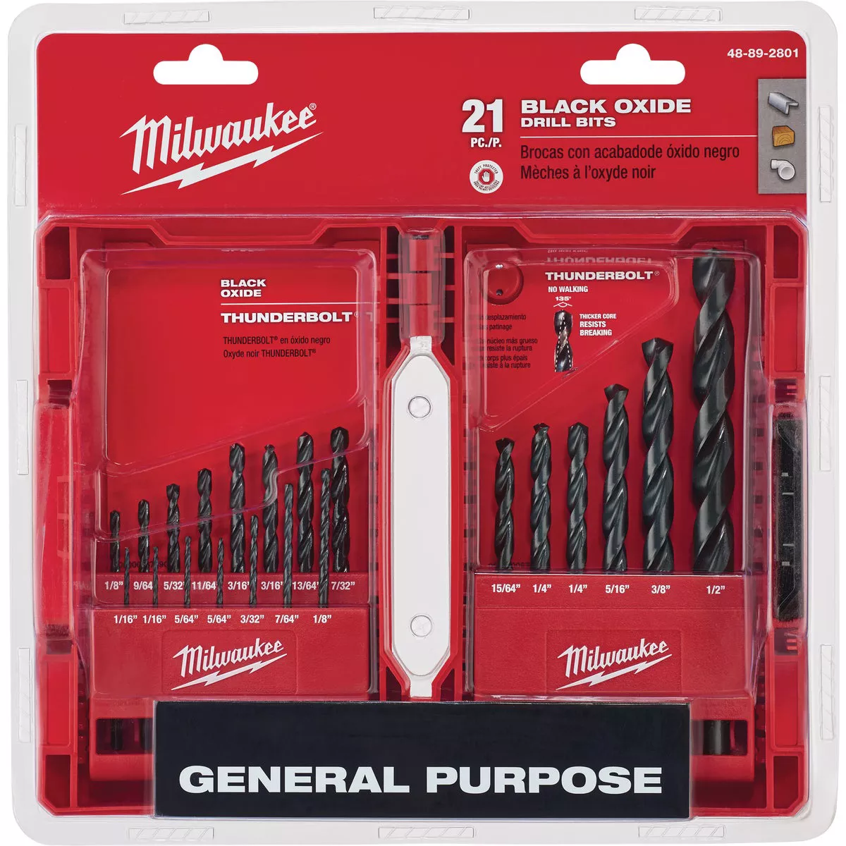 Milwaukee THUNDERBOLT 21-Piece Black Oxide Drill Bit Set, 1/16 In. thru 1/2 In.