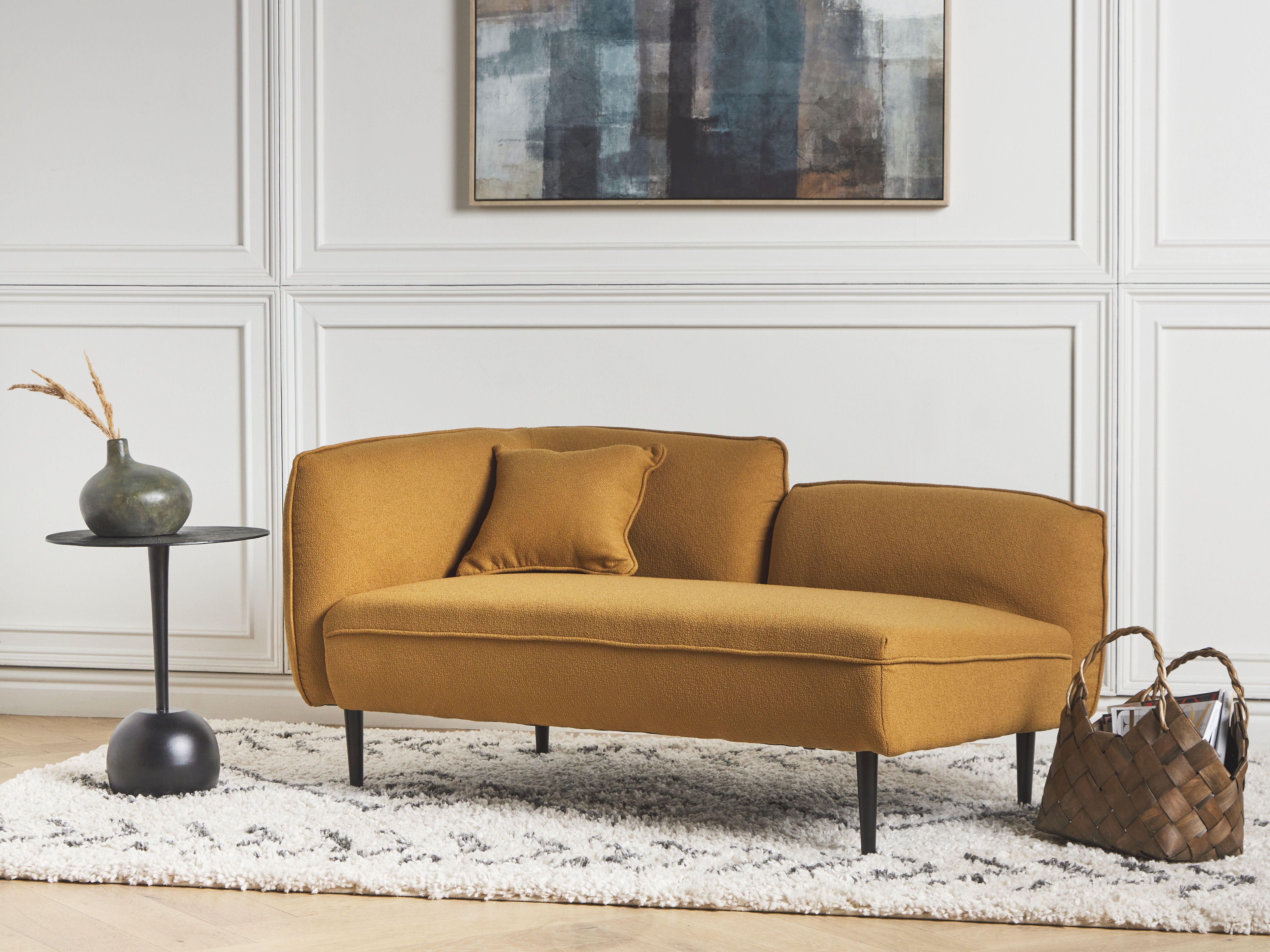 Left-Hand Chaise Lounge CHEVANNES Boucle Mustard