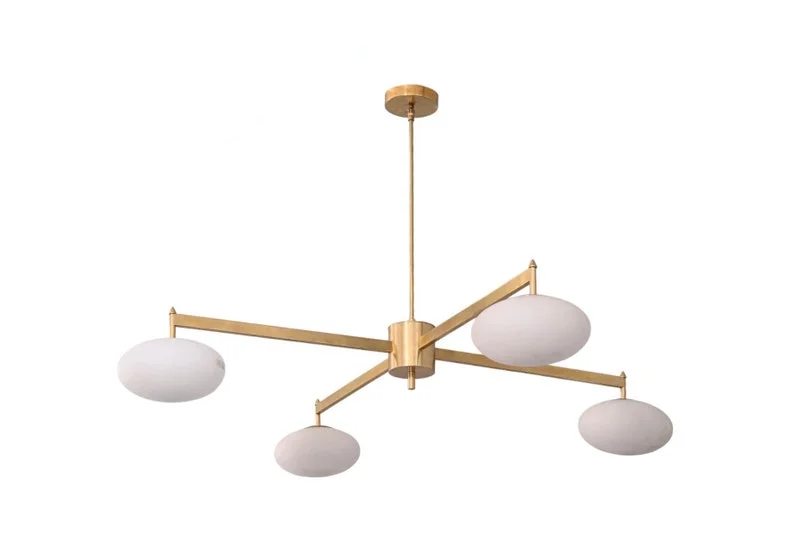 4 Light Globe Pendant Stilnovo Mid Century Brass Sputnik chandelier light Fixture