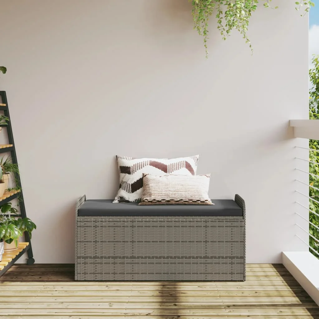 vidaXL Storage Bench with Cushion Outdoor Garden Seat Furniture Poly Rattan - Image 20