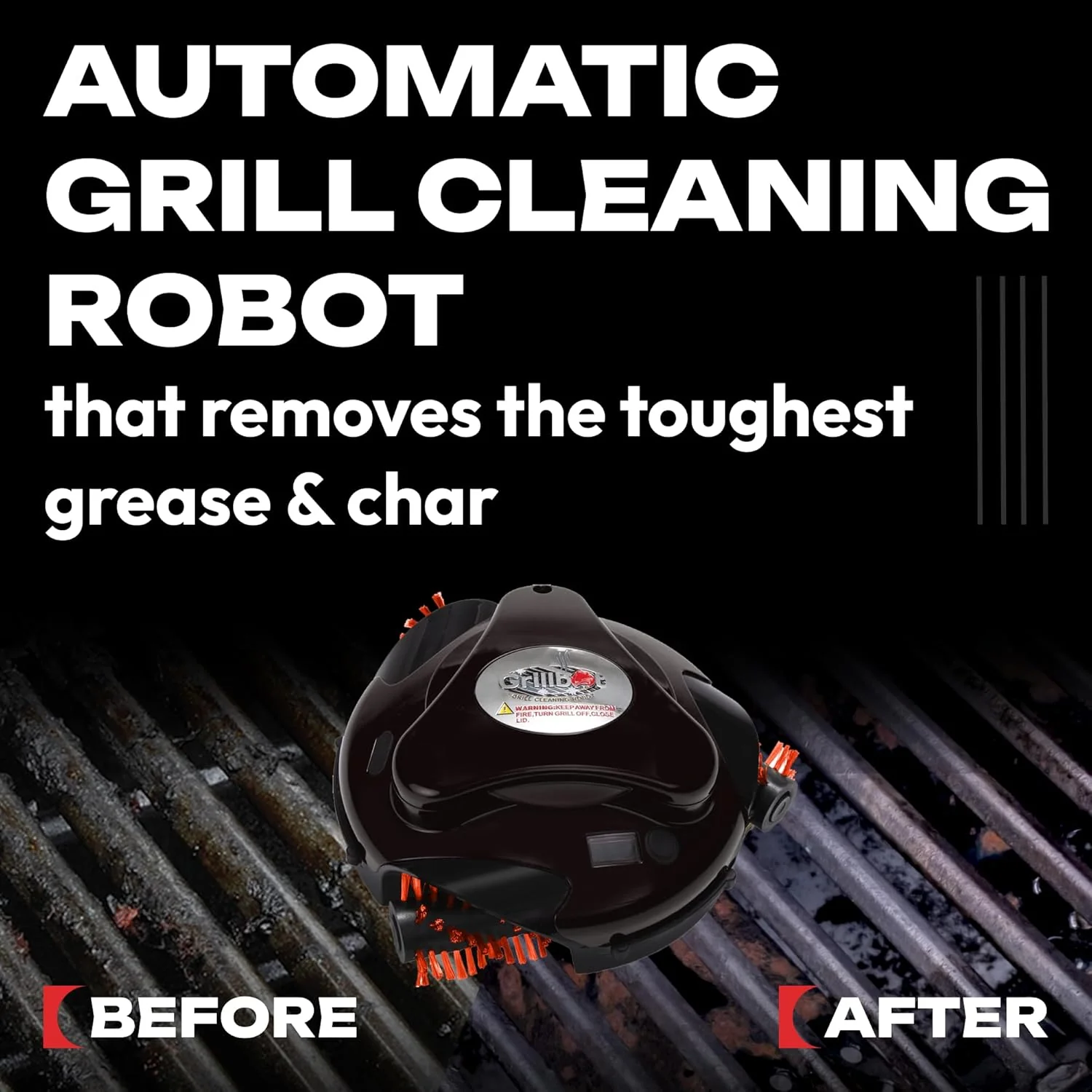 Grillbot Automatic Grill Cleaning Robot With Nylon Brushes, Black, Carry Case - Image 3 Grillbot Automatic Grill Cleaning Robot With Nylon Brushes, Black, Carry Case - Image 3