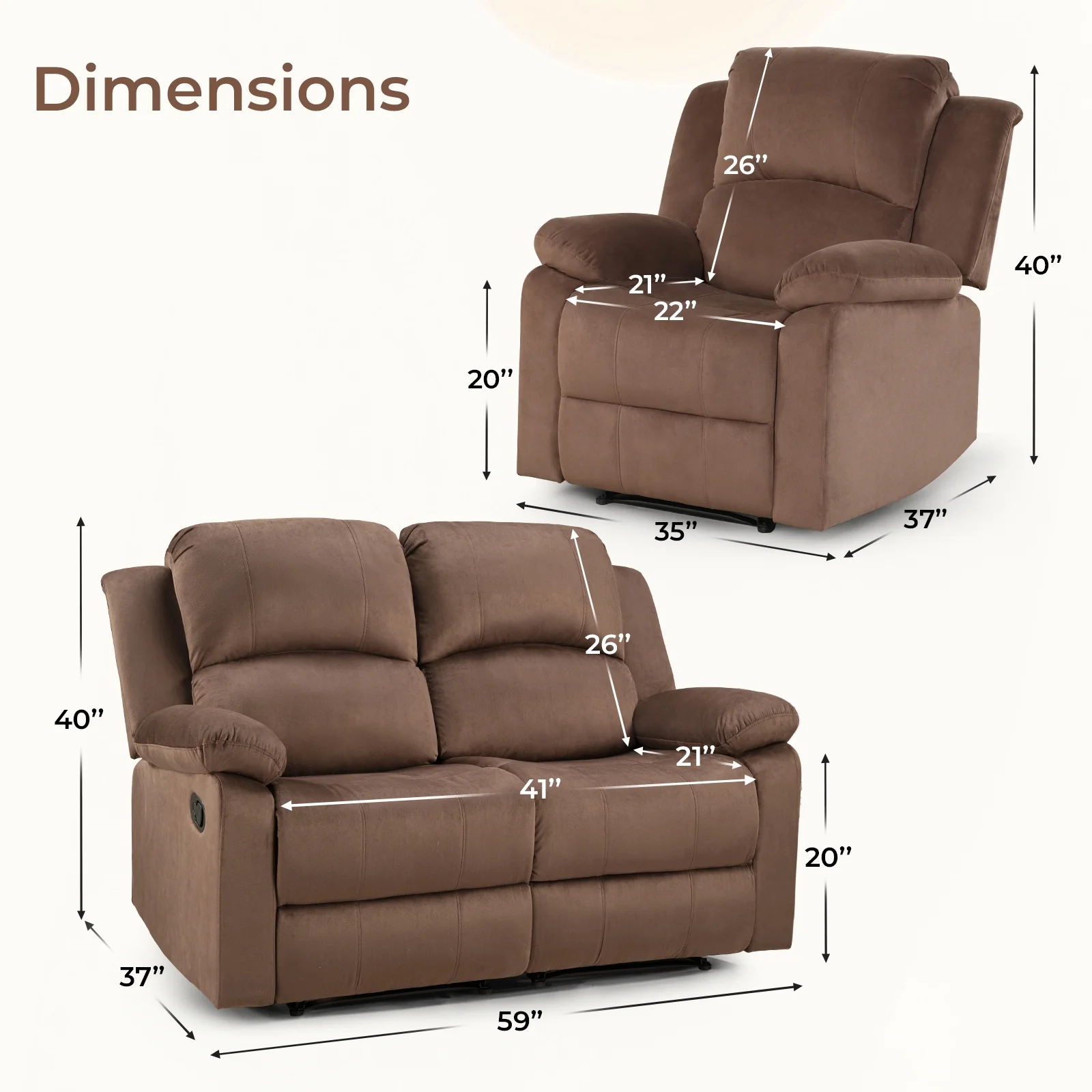 Bonzy Home Recliner Chair with Soft Padded Headrest and Armrest, Theater Reclining Chair Sofa for Living Room and Bedroom - Image 13
