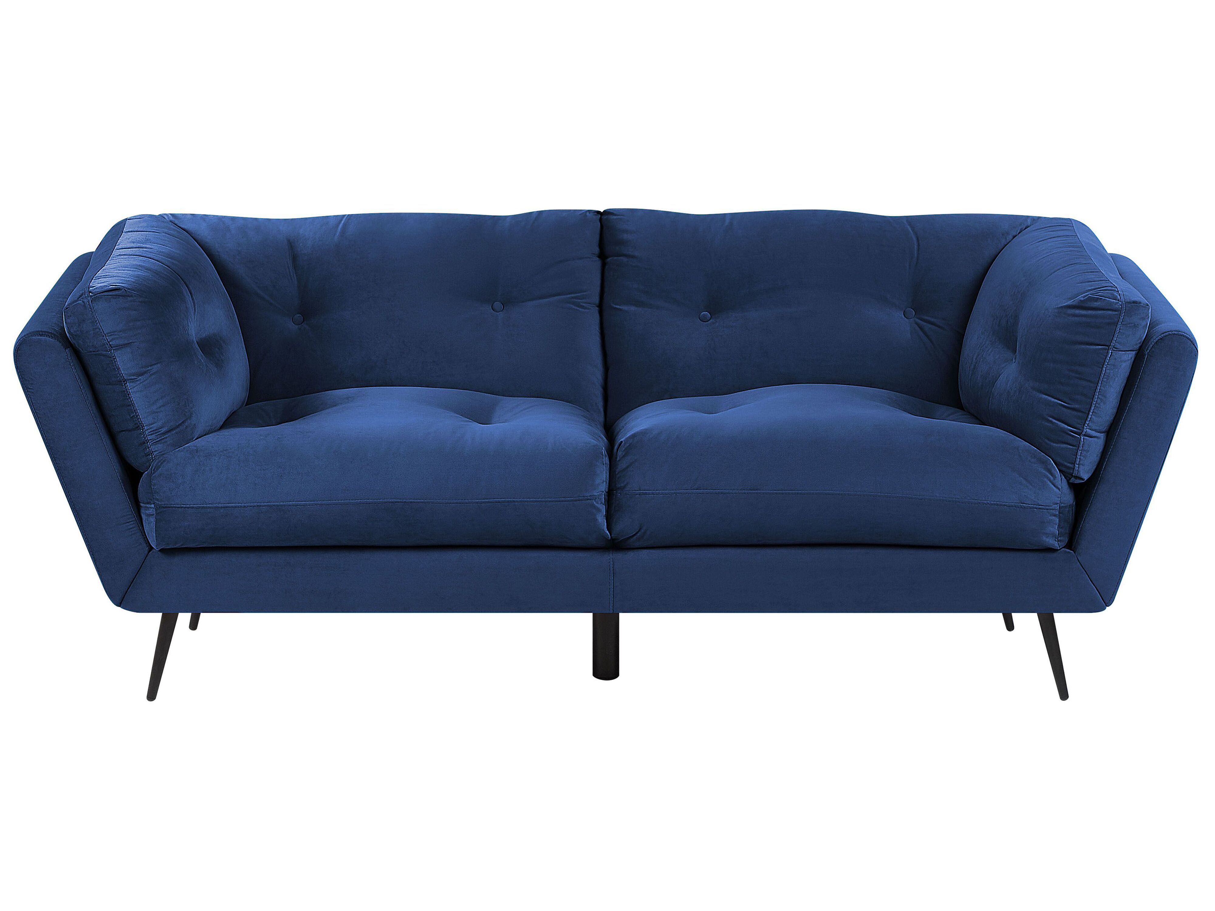 Sofa 3 Seater LENVIK Velvet Navy Blue