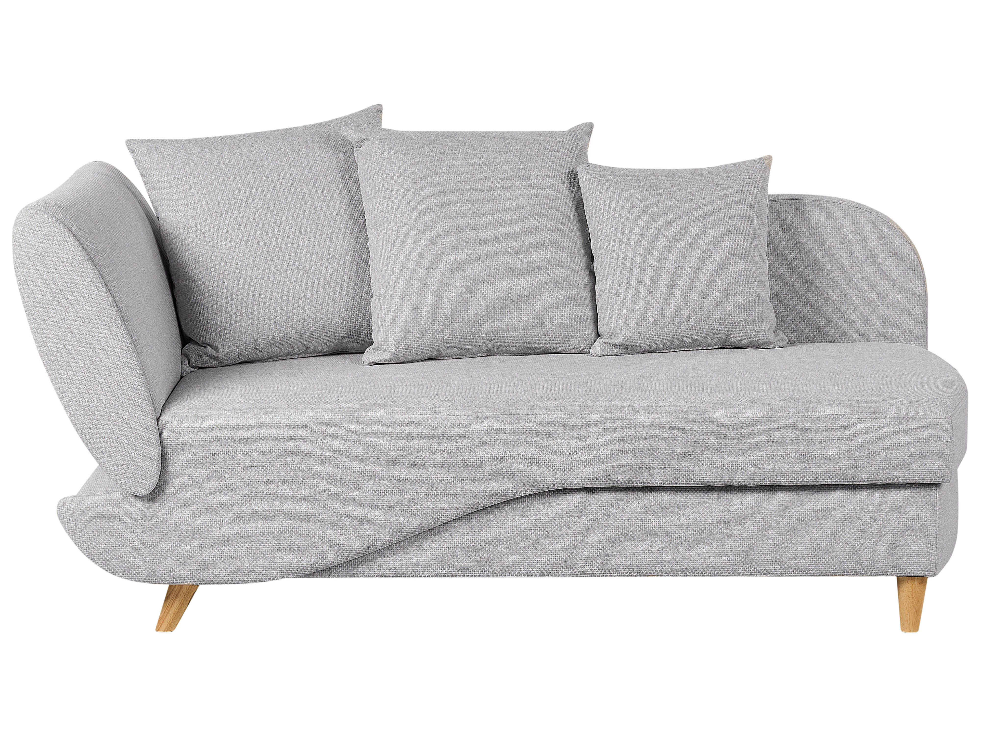 Left-Hand Chaise Lounge MERI Faux Linen Light Grey with Storage
