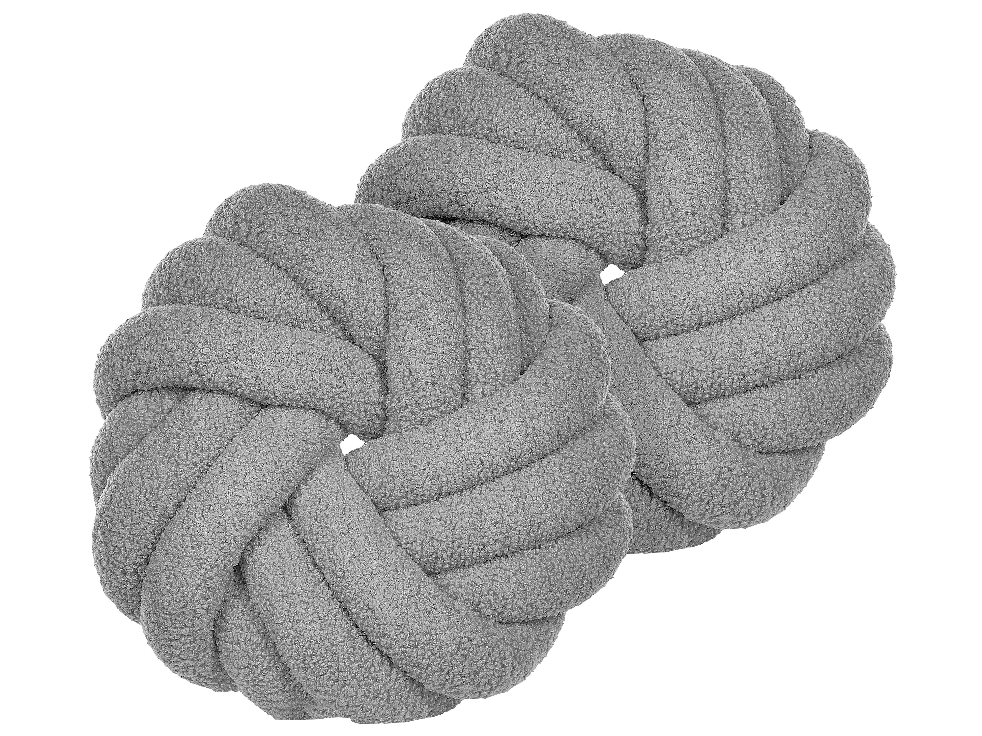 Set of 2 Decorative Cushions AKOLA Boucle 31 x 31 cm Grey Solid