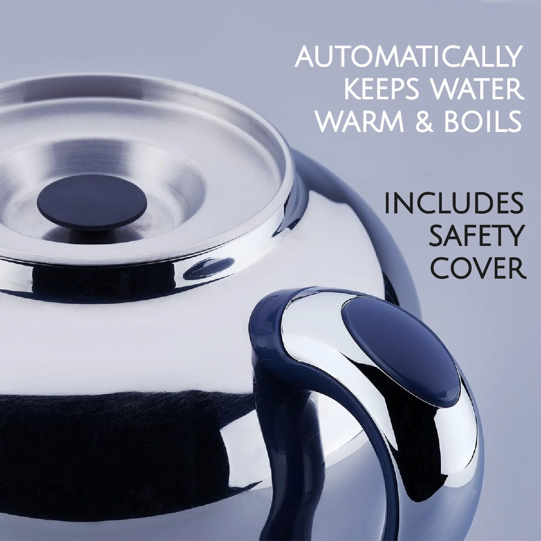 Korkmaz Hanedan Premium Silver 18/10 Cr-Ni Stainless Steel Dishwasher Safe Electric Tea Maker