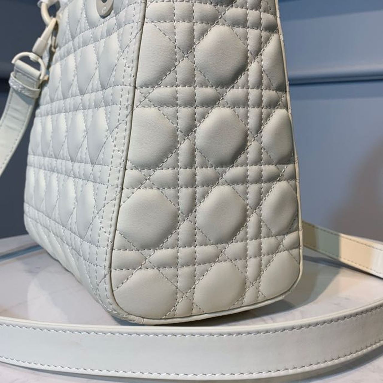 Christian Dior Medium Lady Dior Bag White For Women 9.5in/24cm CD1:1High-quality replica