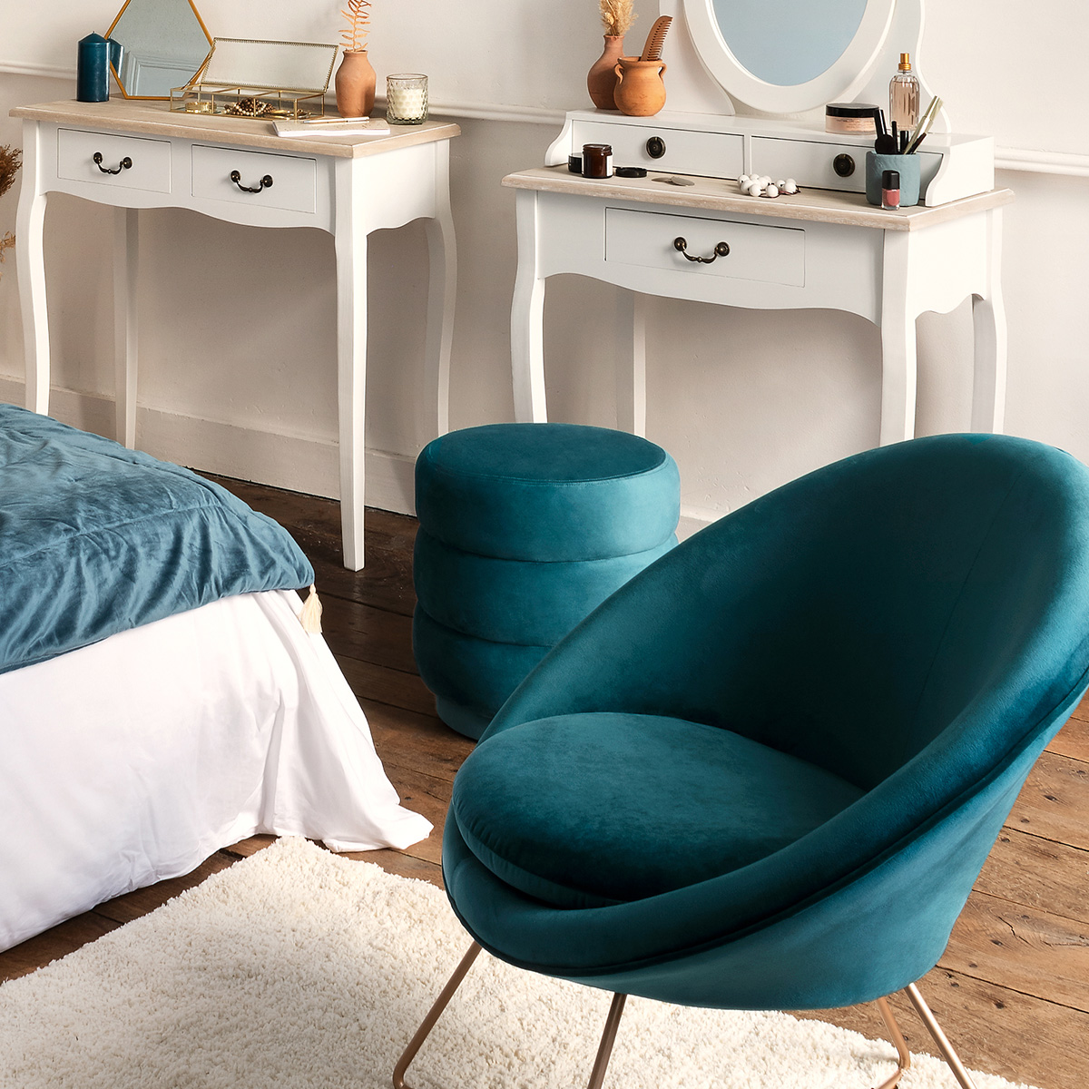 Pouf "Sinan" Velvet, Grey