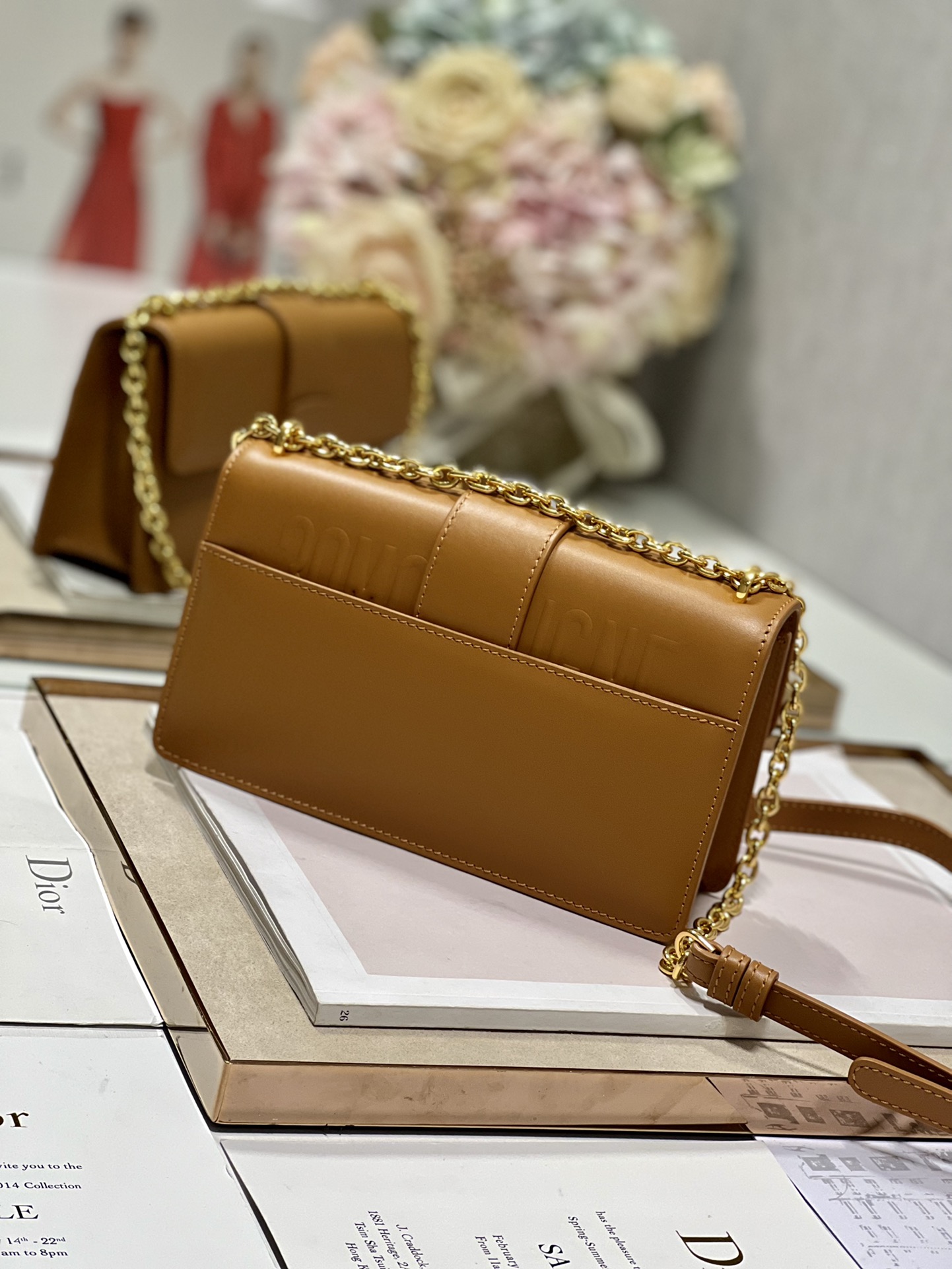 Dior Christian Dior 30 Montaigne East West Bag With Chain Brown For Women 8.5in/21.5cm