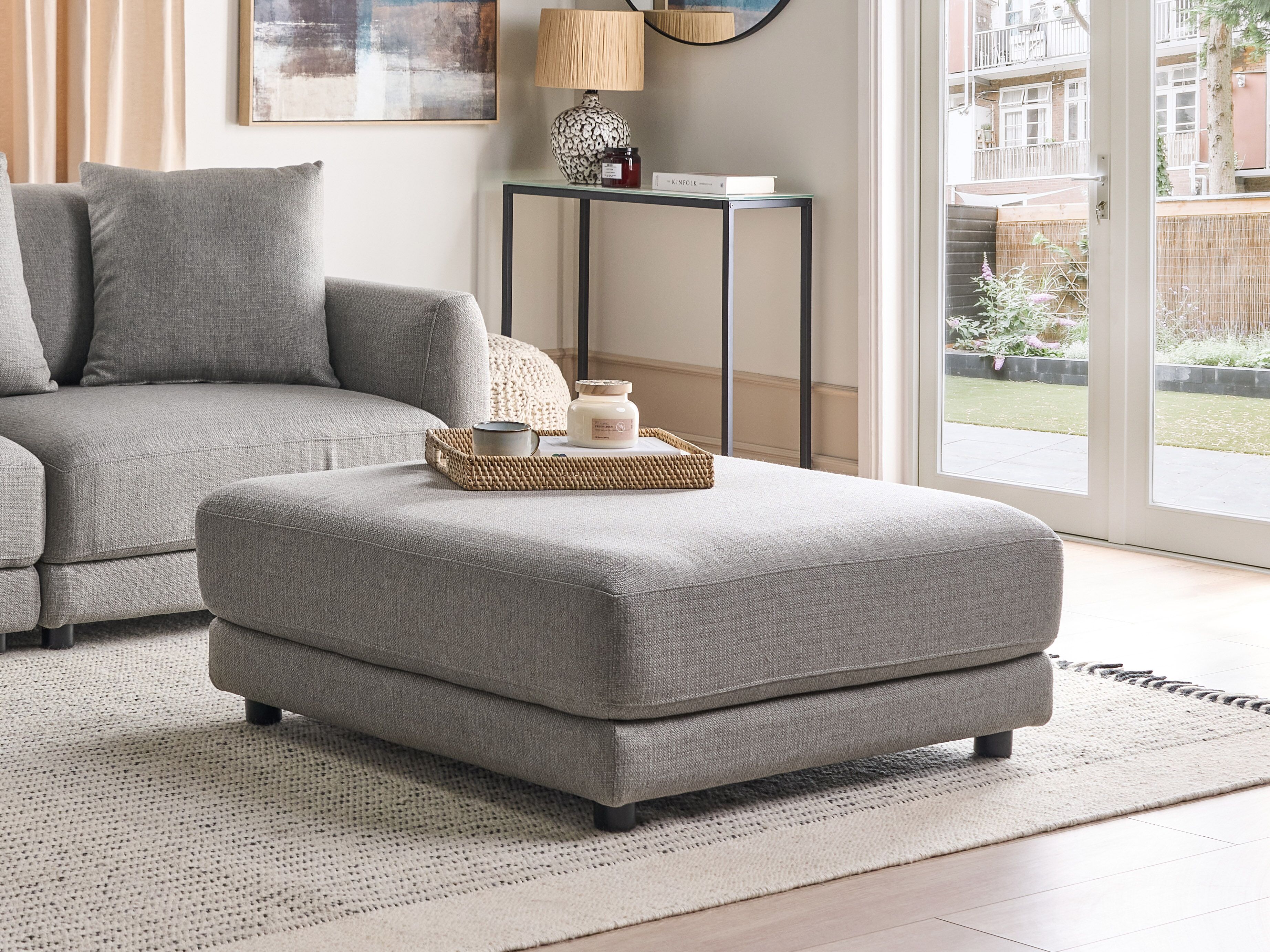 Ottoman SIGTUNA Fabric Light Grey