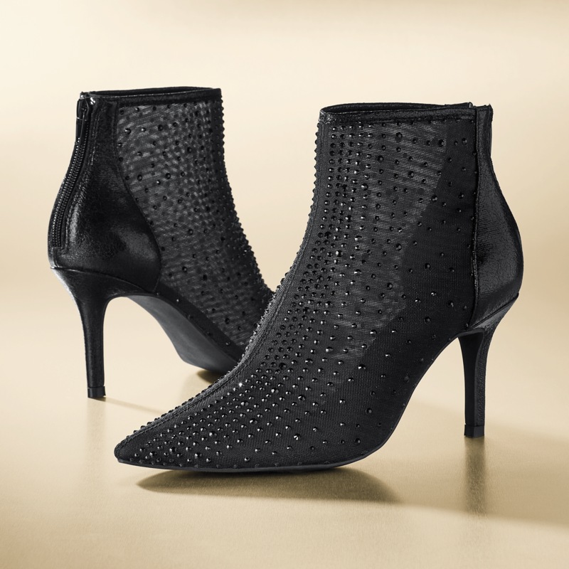 Midnight Velvet Mesh Rhinestone Bootie - MIDNIGHT VELVET CATALOG