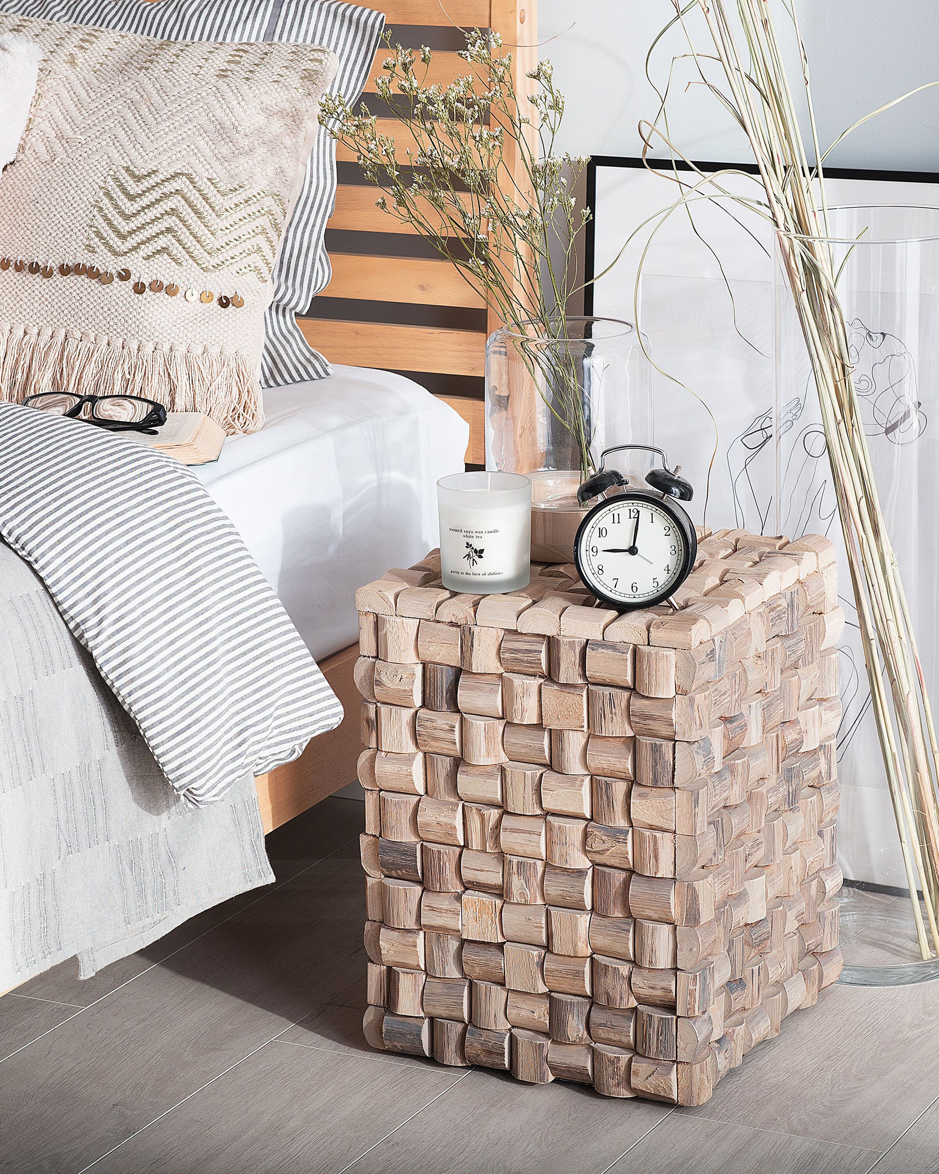 Side Table CAJEME Teak Wood Light Brown
