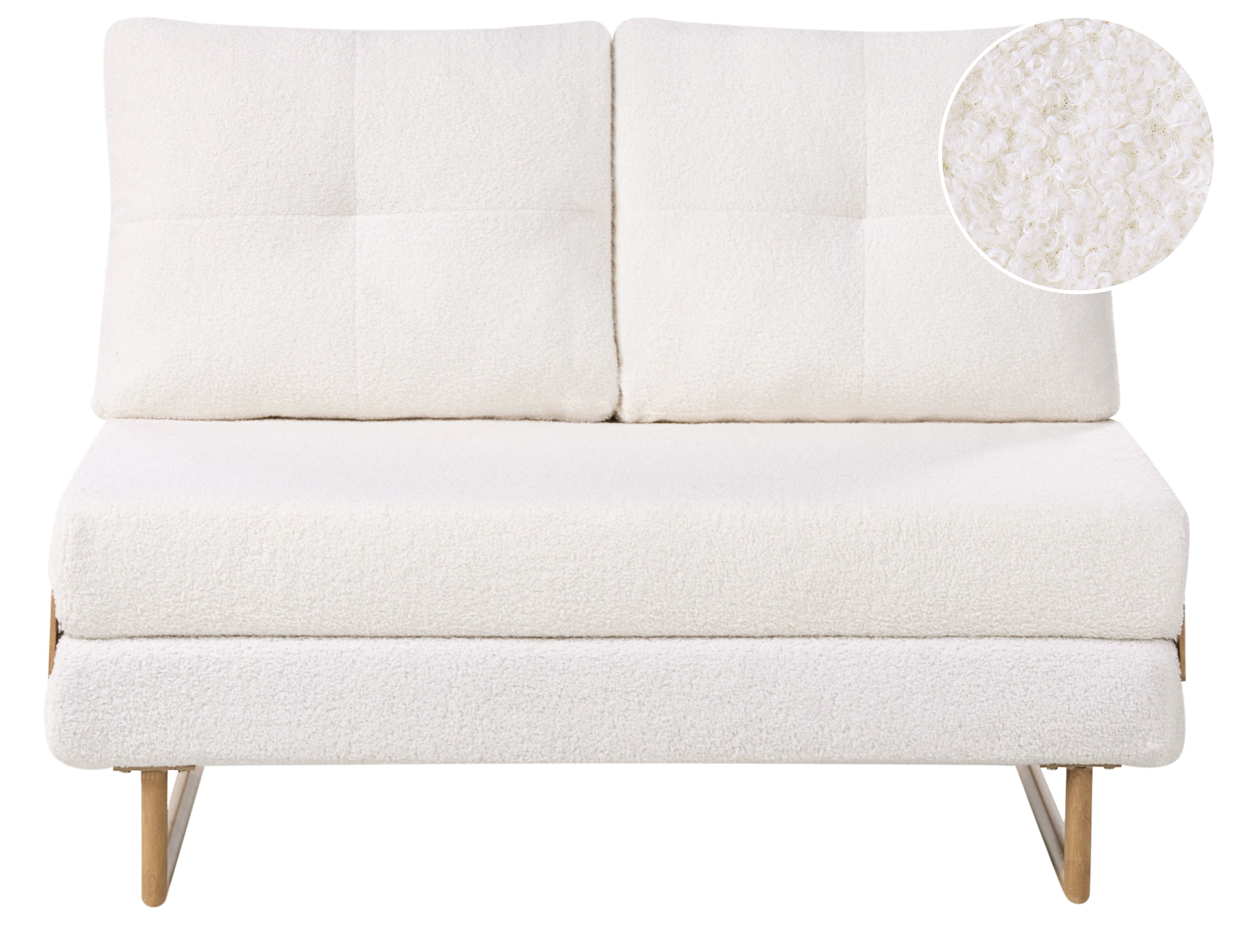 Sofa Bed 2 Seater JERSLEV Boucle Off-White