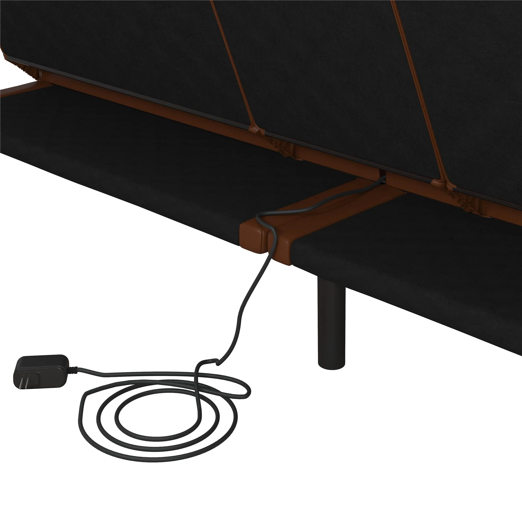 Mainstays Memory Foam 71.5" Futon with Cupholder and USB, Black Faux Leather - Image 49