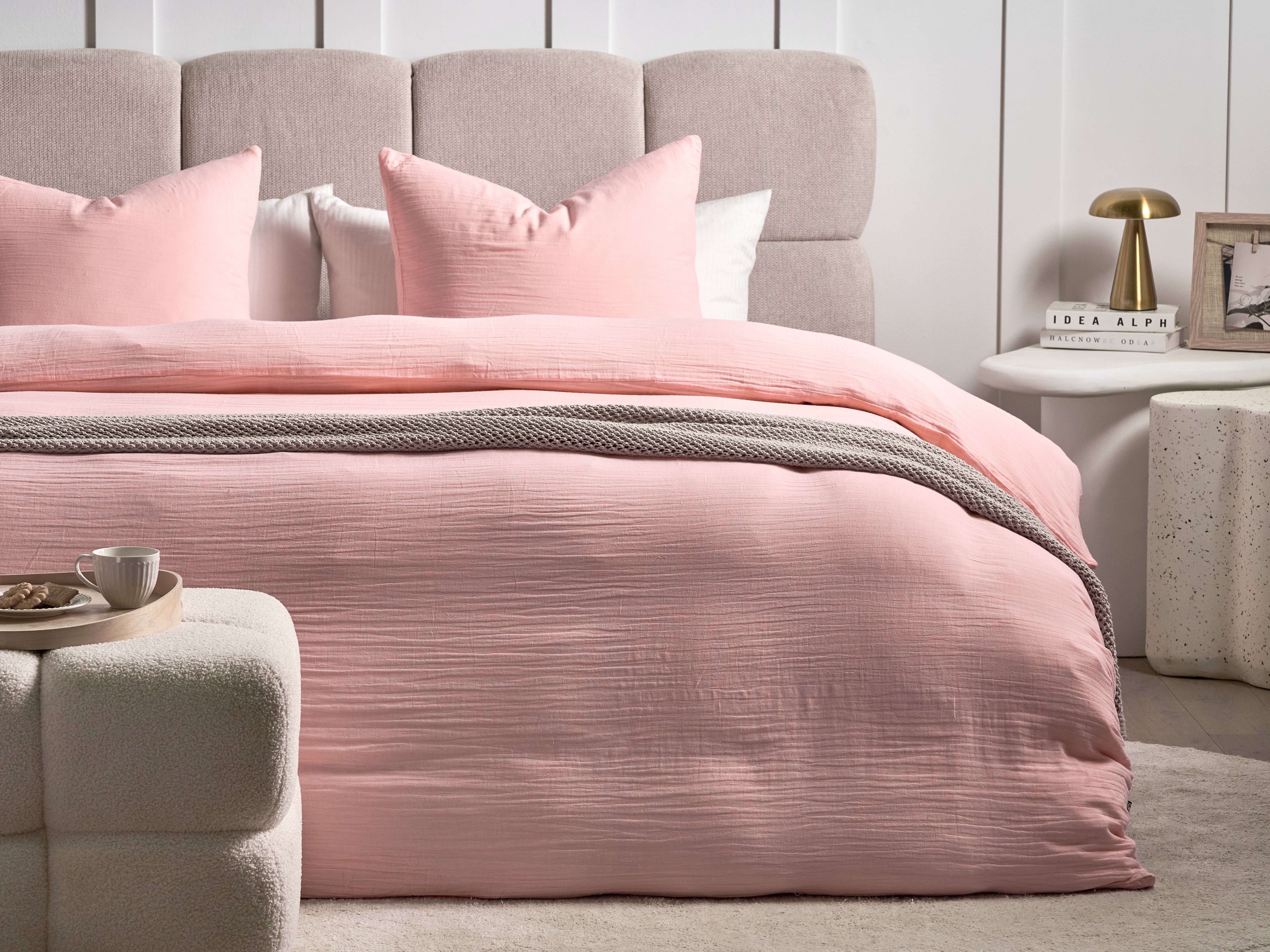 Duvet Cover Set SUMNER Muslin 220 x 240 cm Pastel Pink