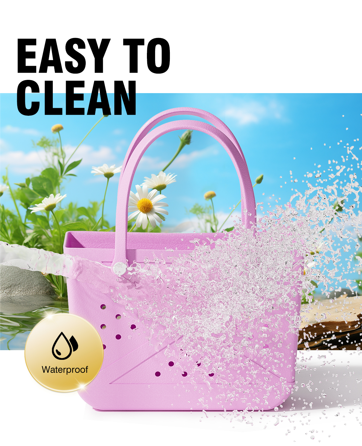 EVA Tote Beach Bag Large Capacity Handbag  Summer Shopper Silicone Hole Fashionable Waterproof Tote Bags