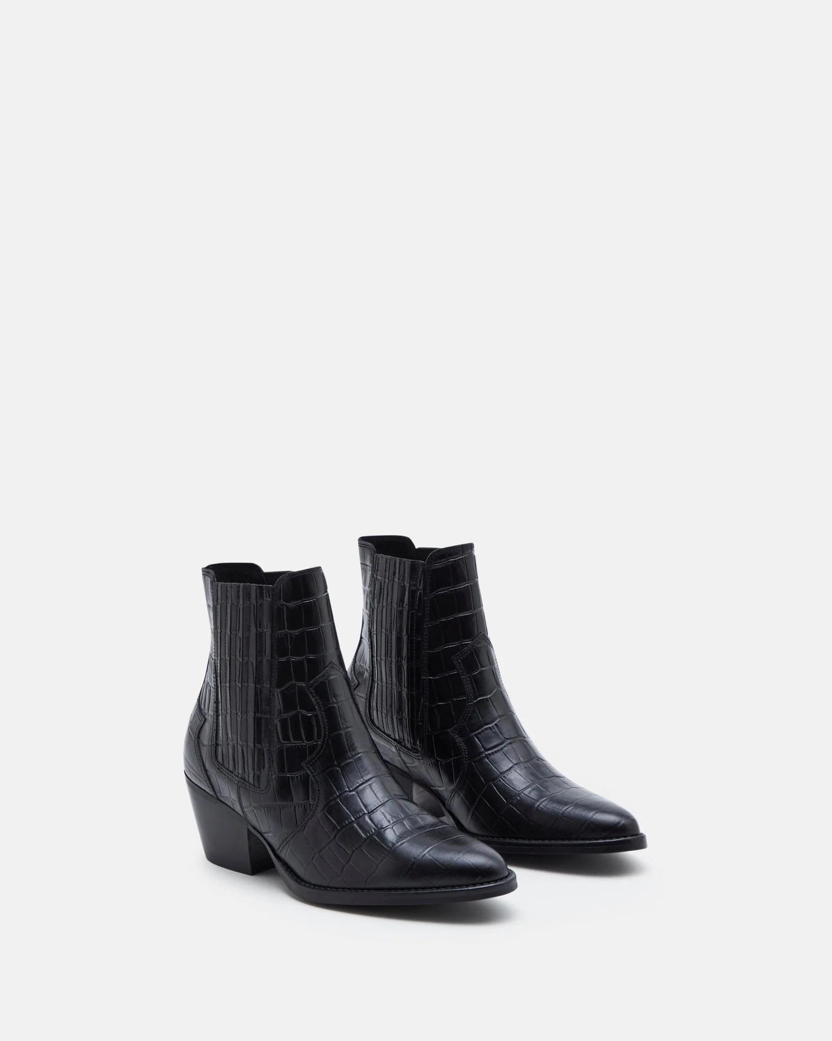 BOTTINES ELSIE/CRK NOIR - Bottines en cuir croco