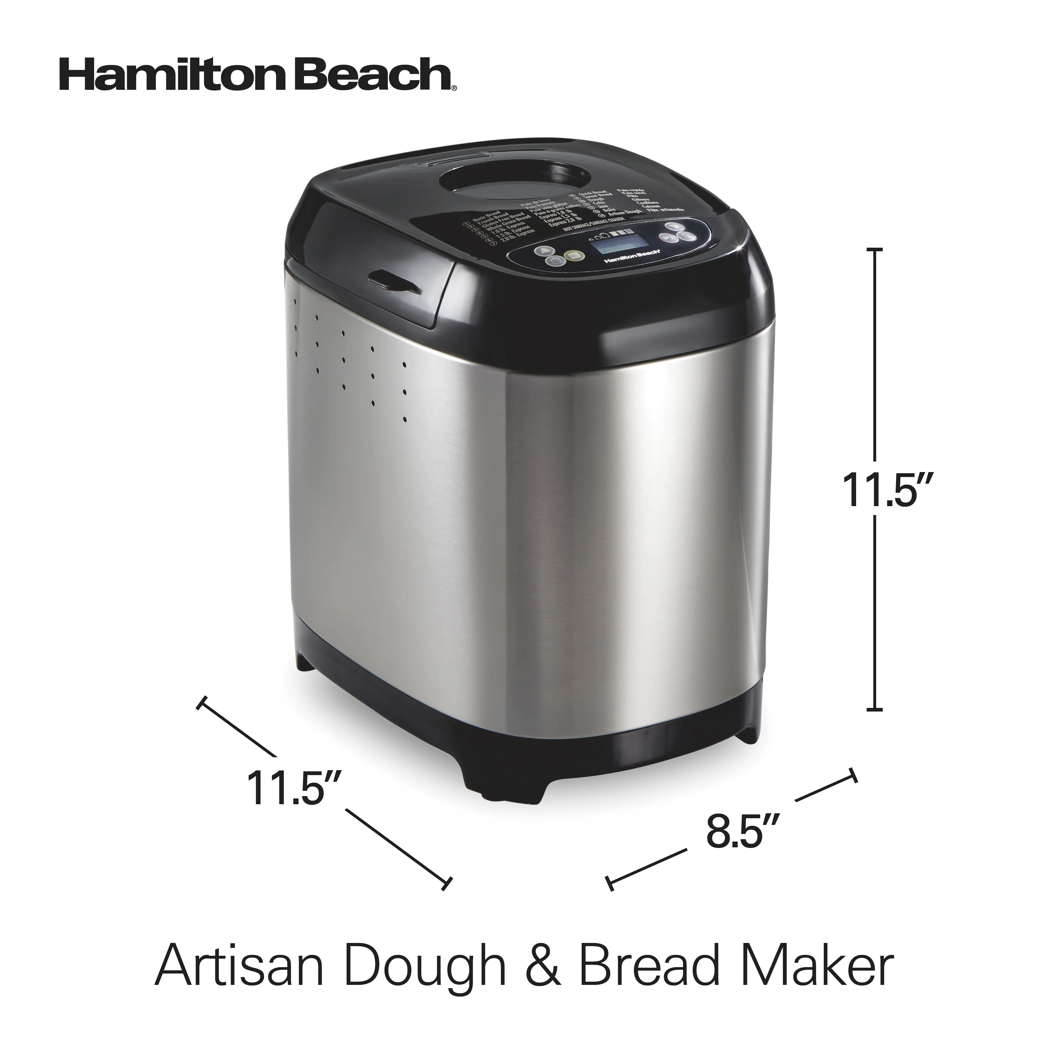 Hamilton Beach 2 lb Bread Maker Machine, Artisan Dough Bread Maker with 14 Settings, Black & Stainless Steel - Image 9