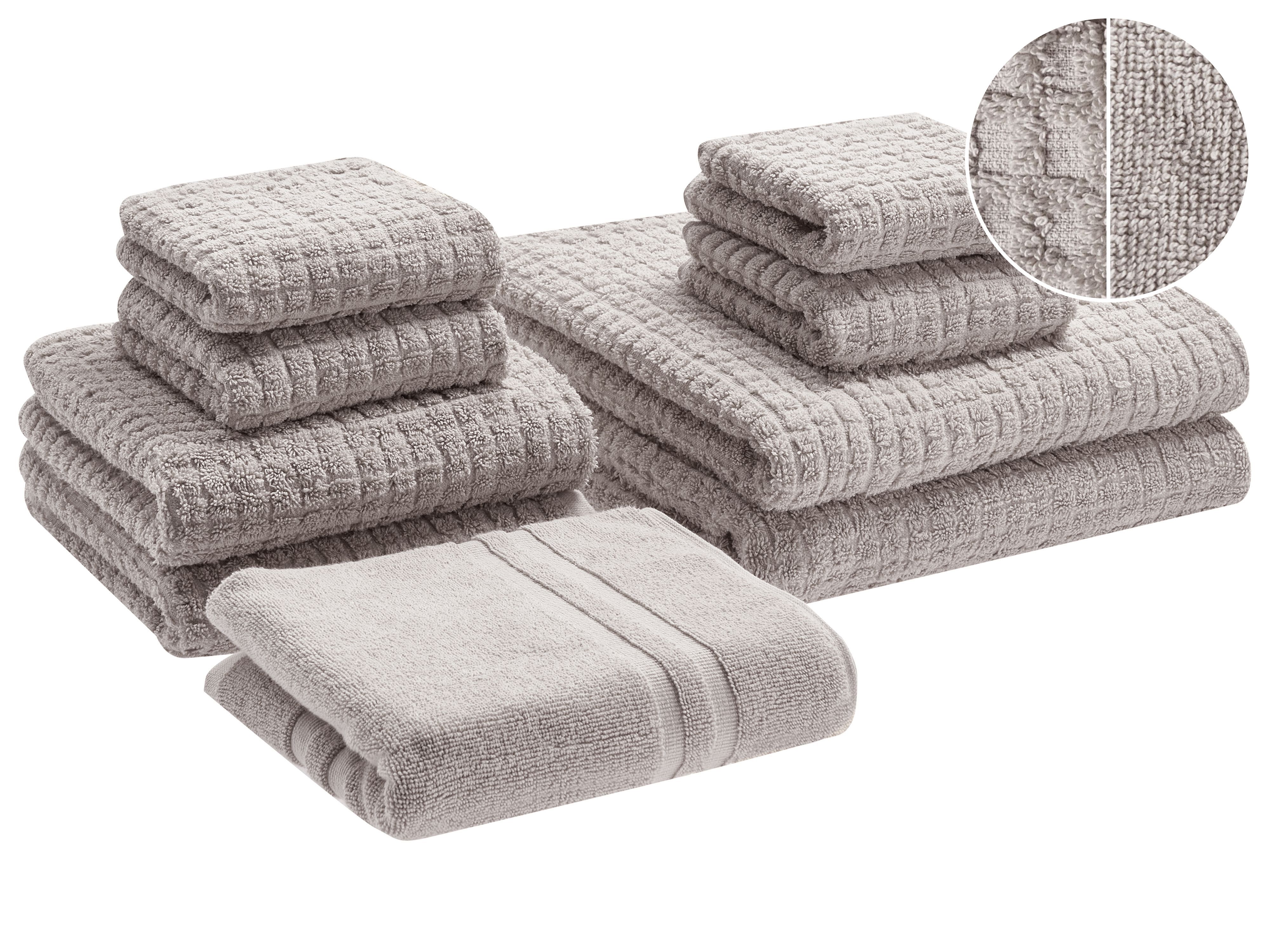 Set of 9 Towels ATAI Cotton Light Grey