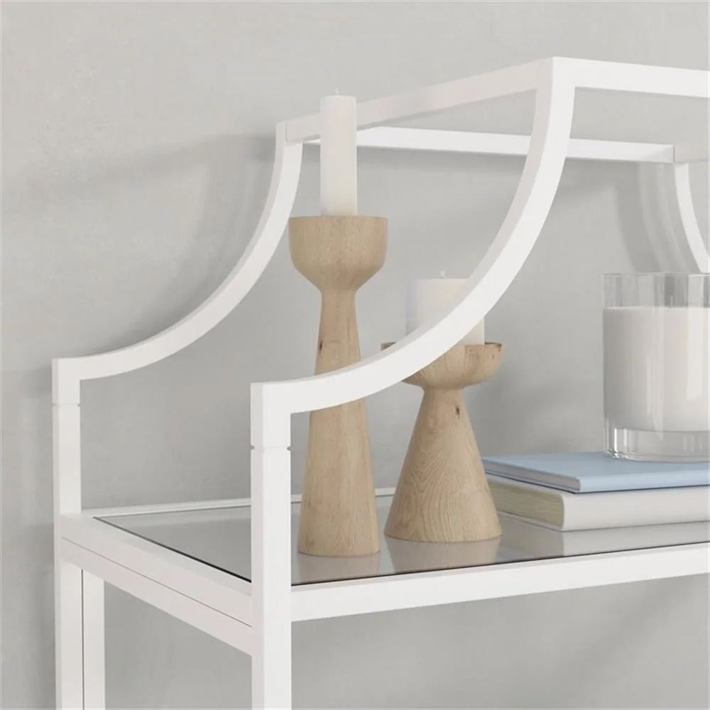 Pemberly Row 5-Shelf Modern Metal Bookcase in Gold Satin/Faux Deco Stone - Image 33