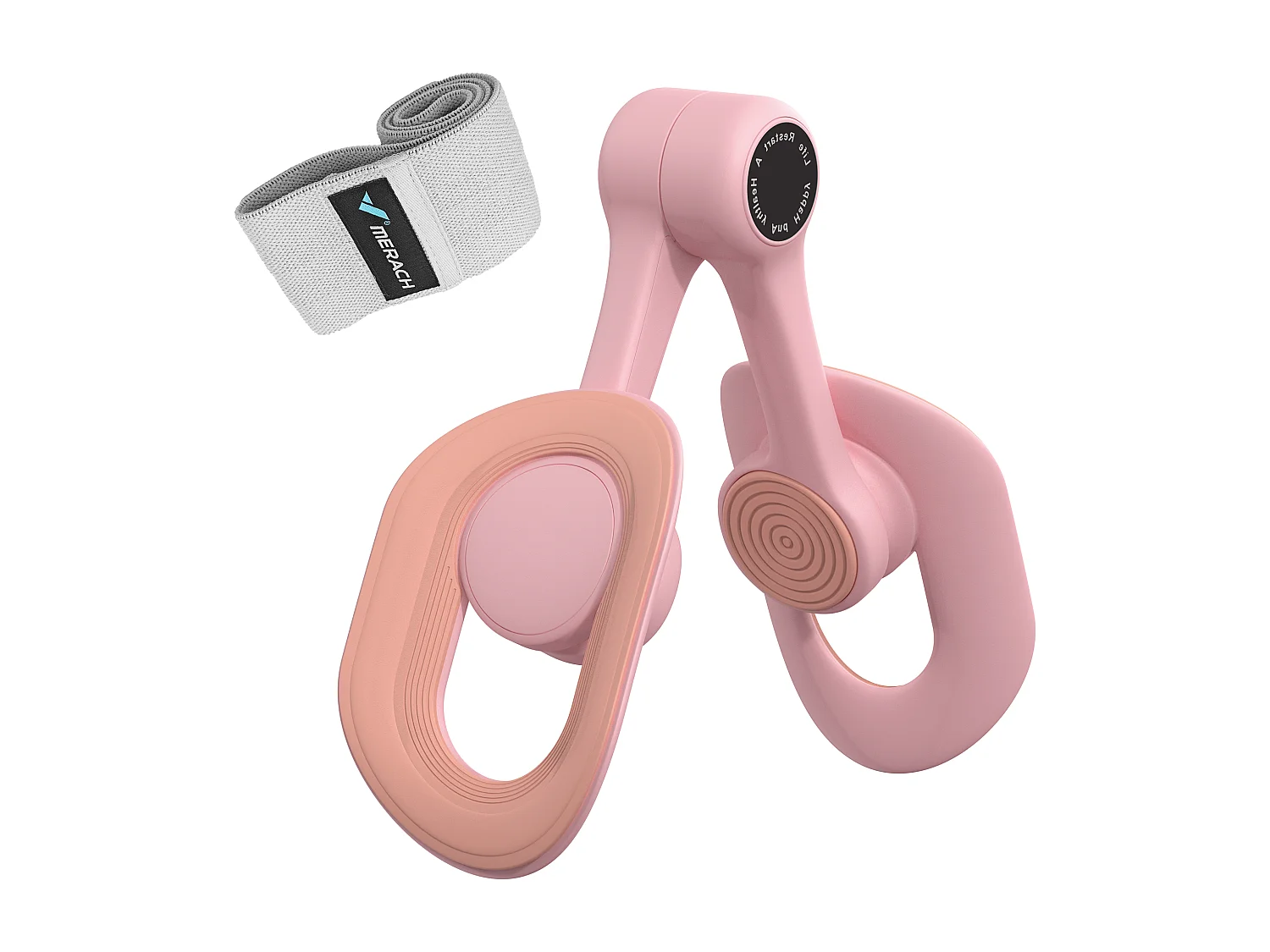 LEG TRAINER MERACH, Rotation à 360°, Design Ergonomique, Silencieux, Ressort Haute Résistance, Avec Bandes de Résistance, Portable, Rose