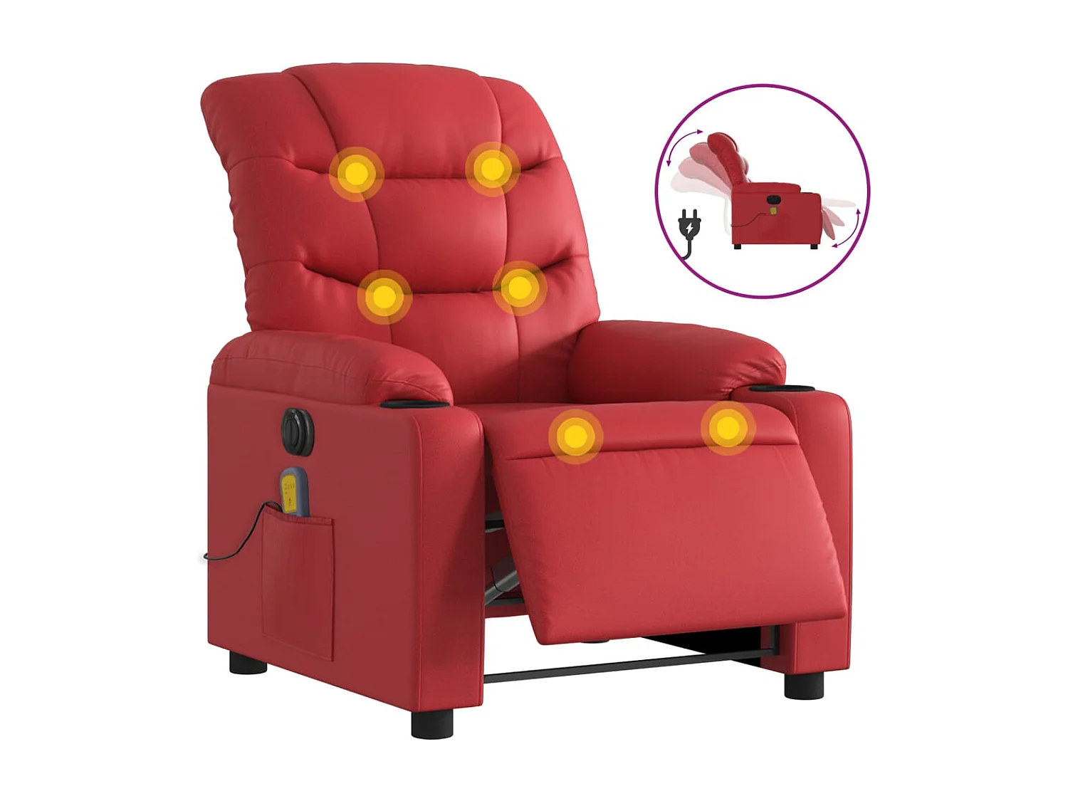Fauteuil inclinable électrique-Fauteuil de massage de Salon rouge similicuir SHL4752