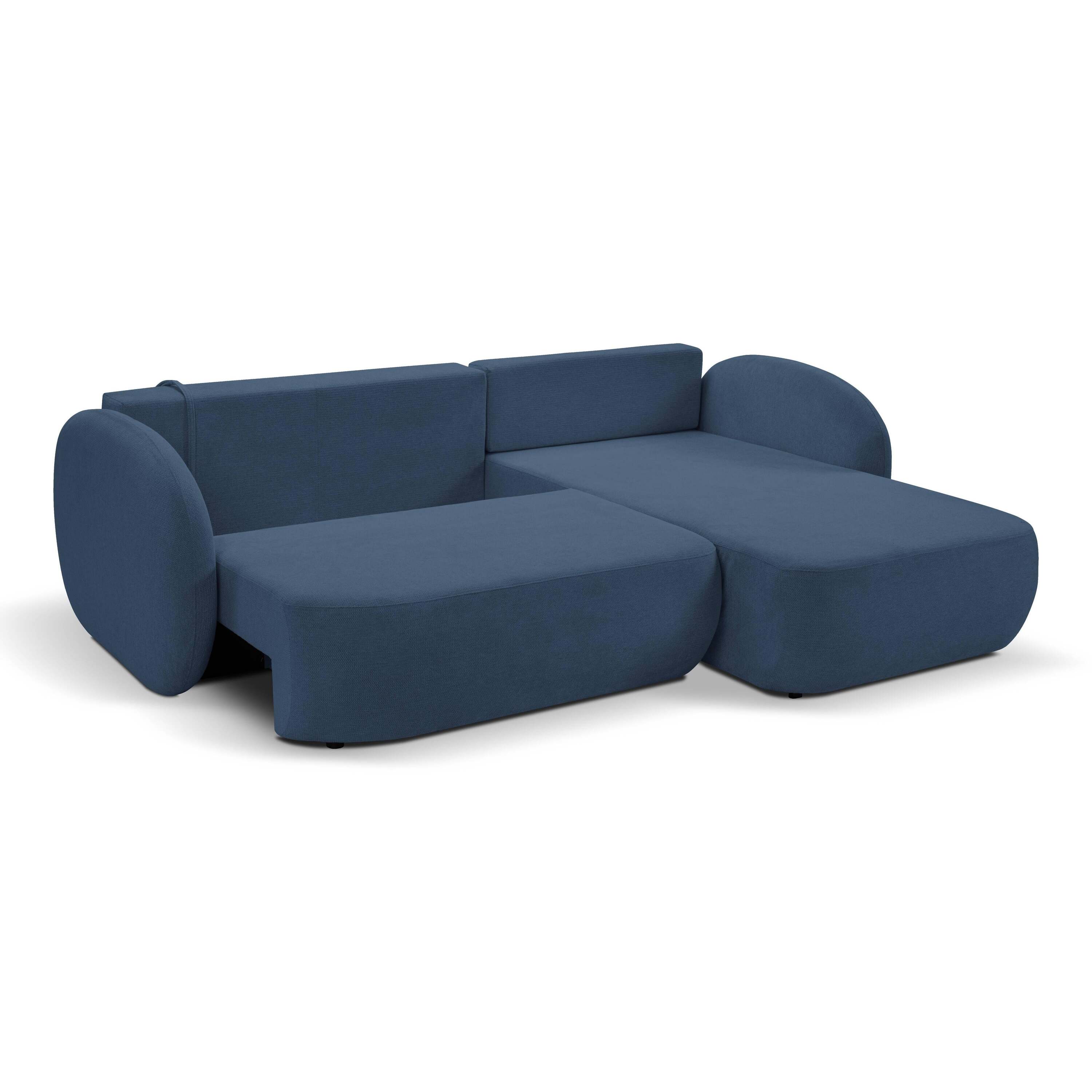 Blokker Orin Hoekbank Rechts met Slaapfunctie - Chenille - Blauw