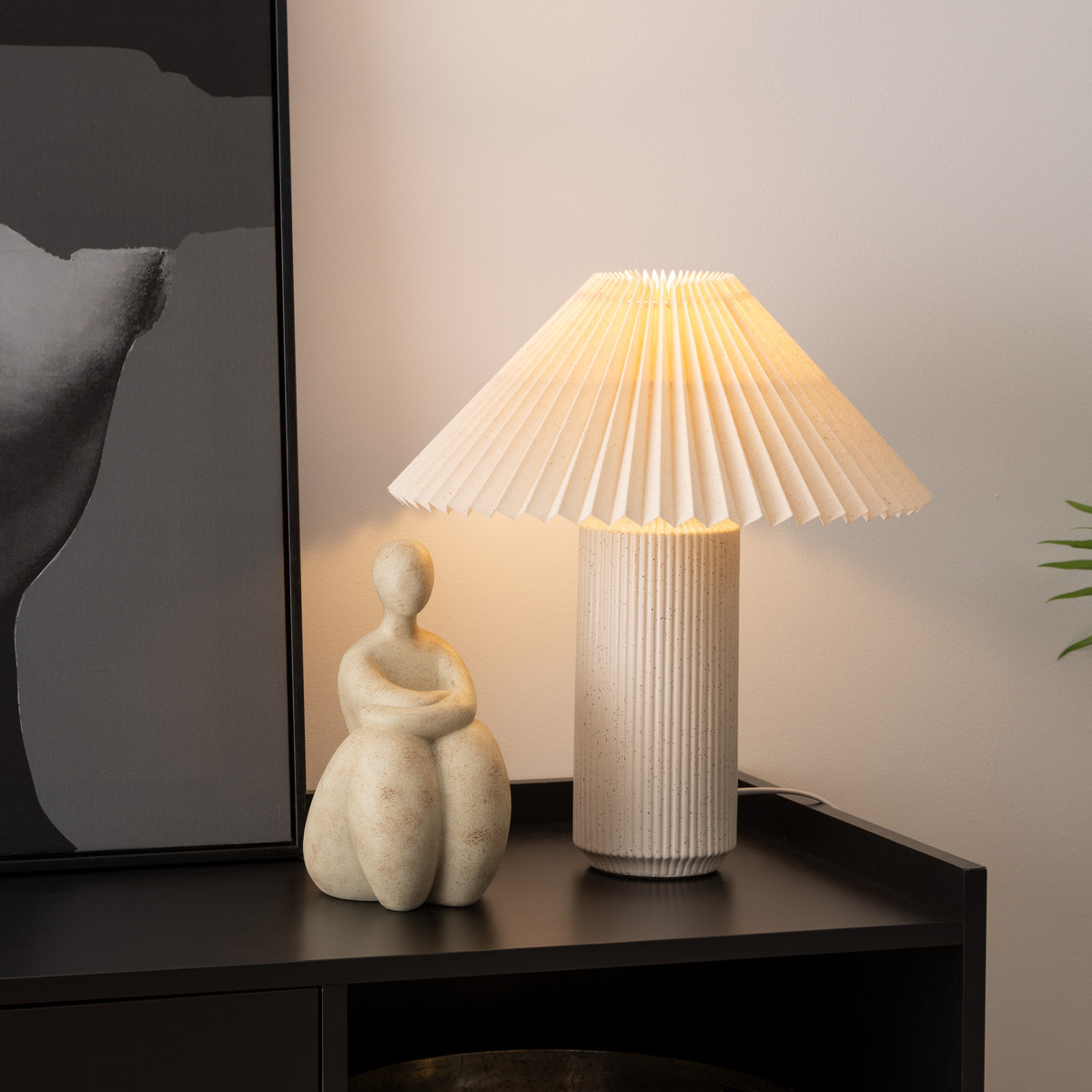 Table lamp "Talya" Porcelain, Beige, H.38 cm