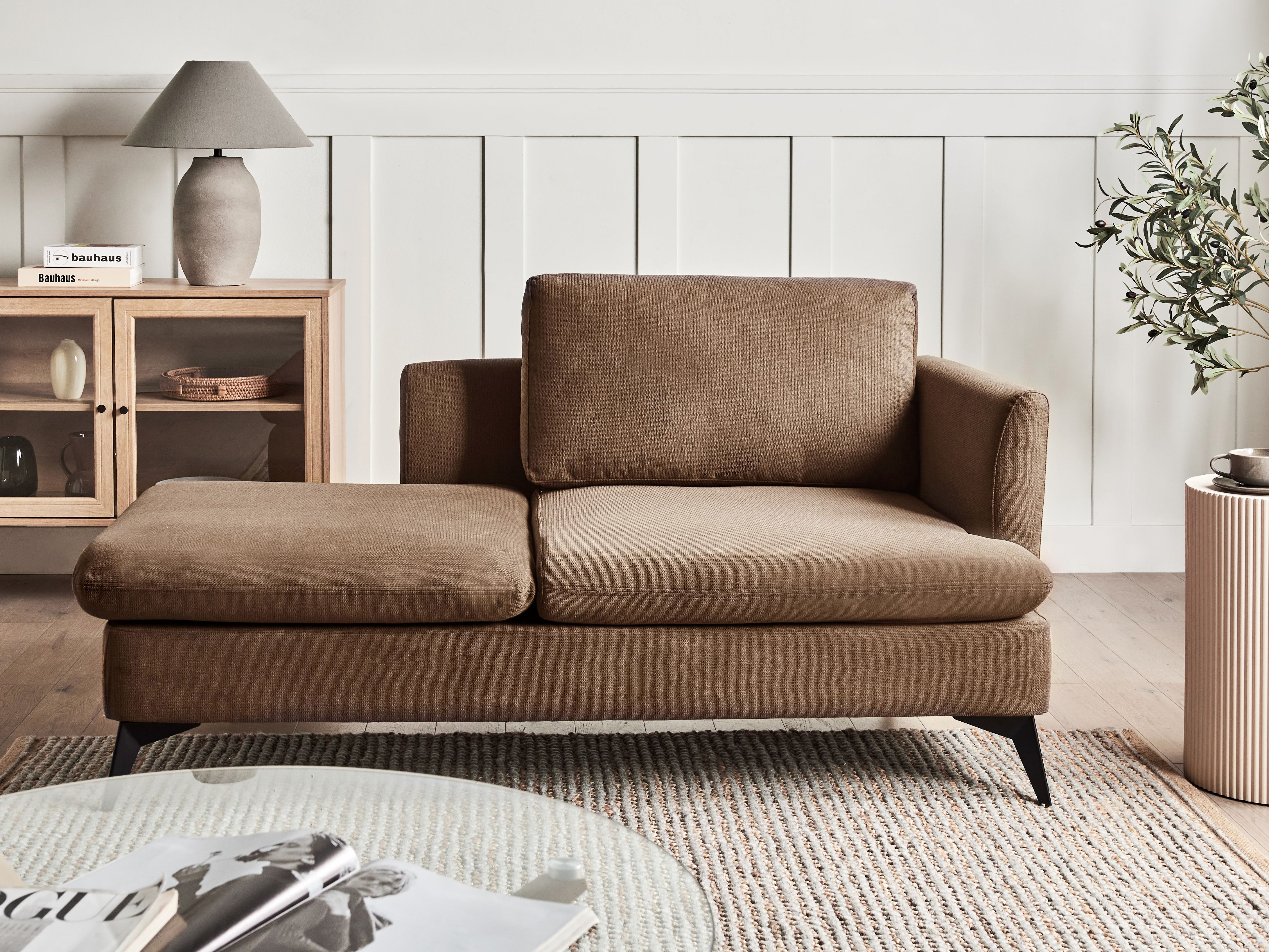 Right-Hand Chaise Lounge SIEVOZ Fabric Brown