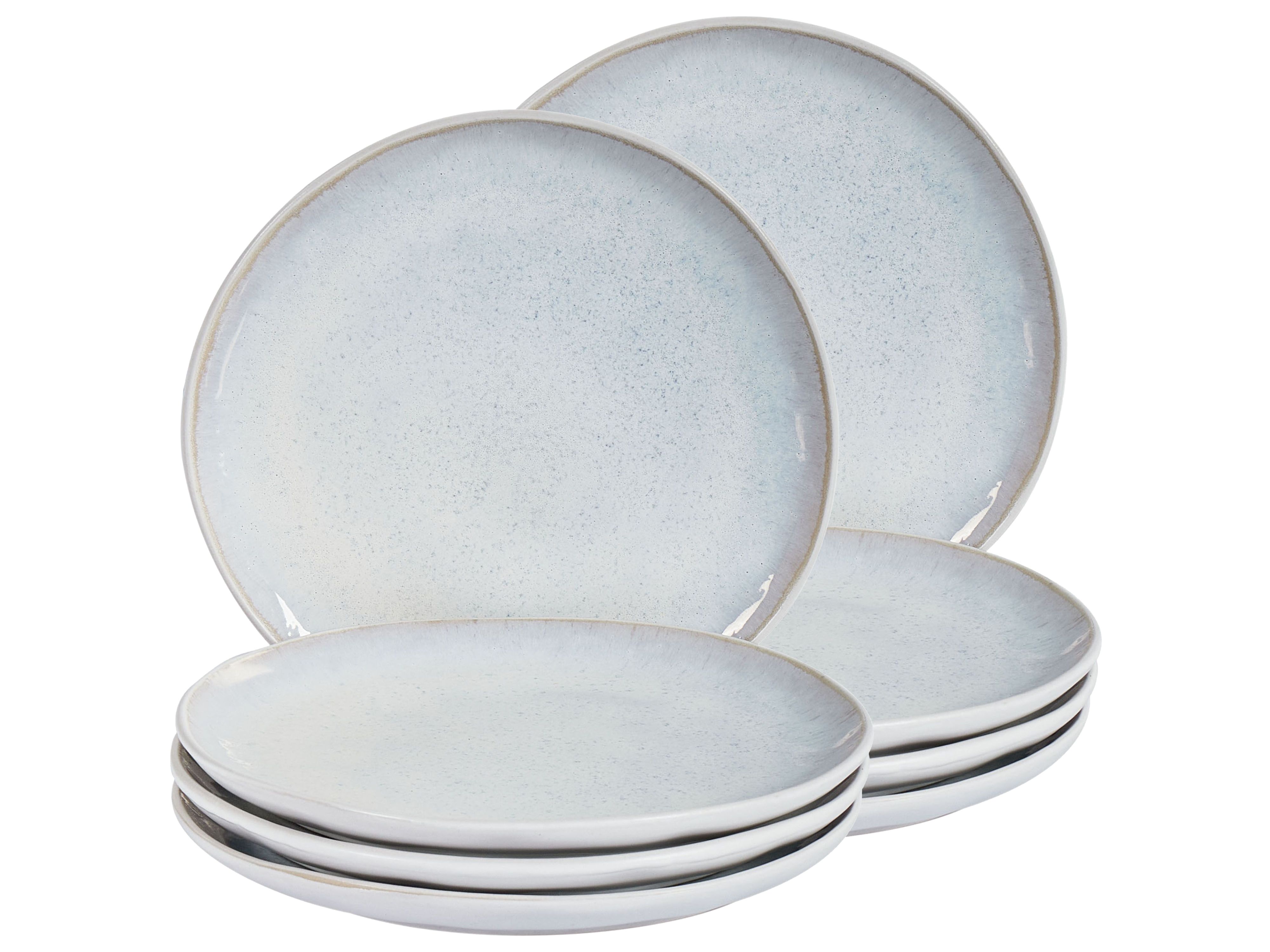 Set of 8 Side Plates SESAME Stoneware Light Grey