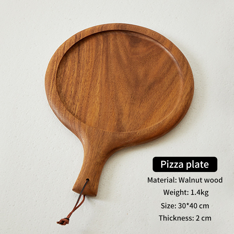 Wholesale Kitchen Restaurant Wooden Pizza Board Walnut Acacia Wood Square Steak Plate With Handle