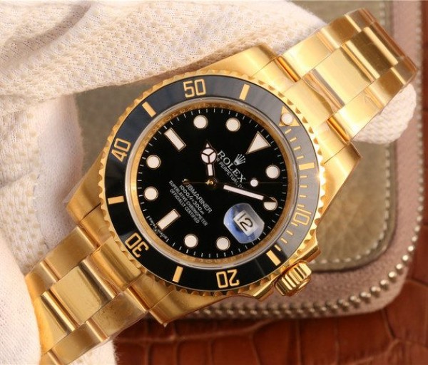 Replica Rolex Submariner 116613 LN YG Wrapped Black Dial YG Wrapped Bracelet Eta2836 - Elite Watch Atelier