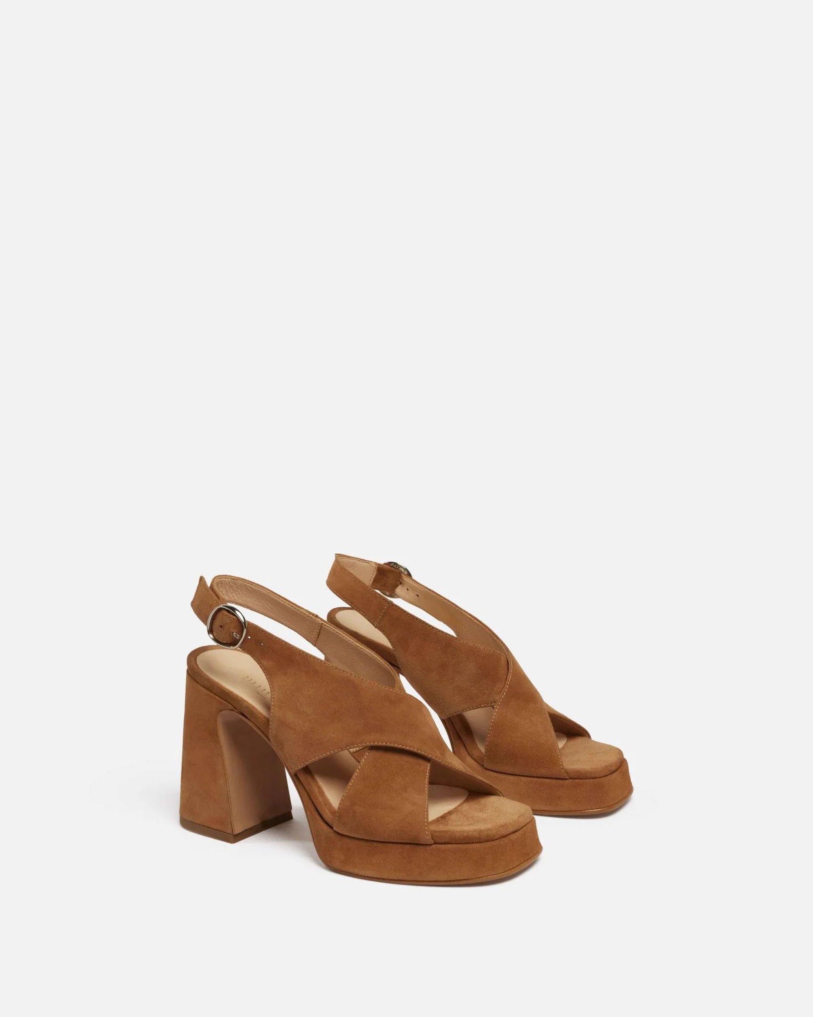 SANDALES MESSICA/VEL - En cuir velours à talons cognac