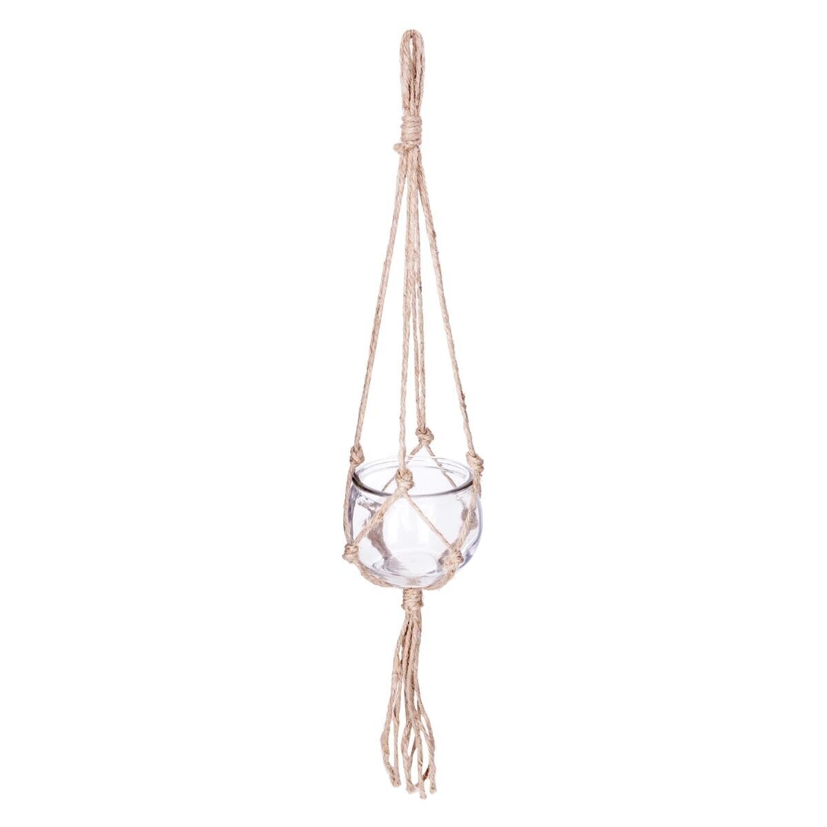 Hanging pot cover Glass and jute, D.11 cm