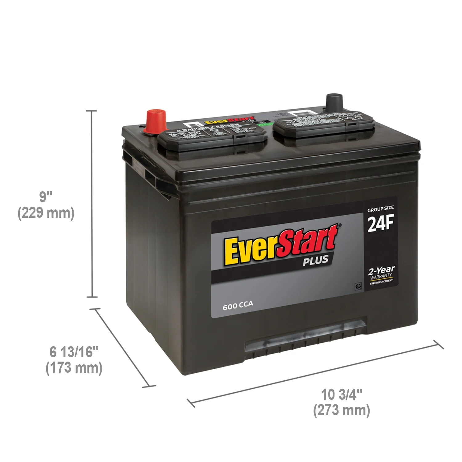 EverStart Plus Lead Acid Automotive Battery, Group Size 24F 12 Volt, 600 CCA - Image 7